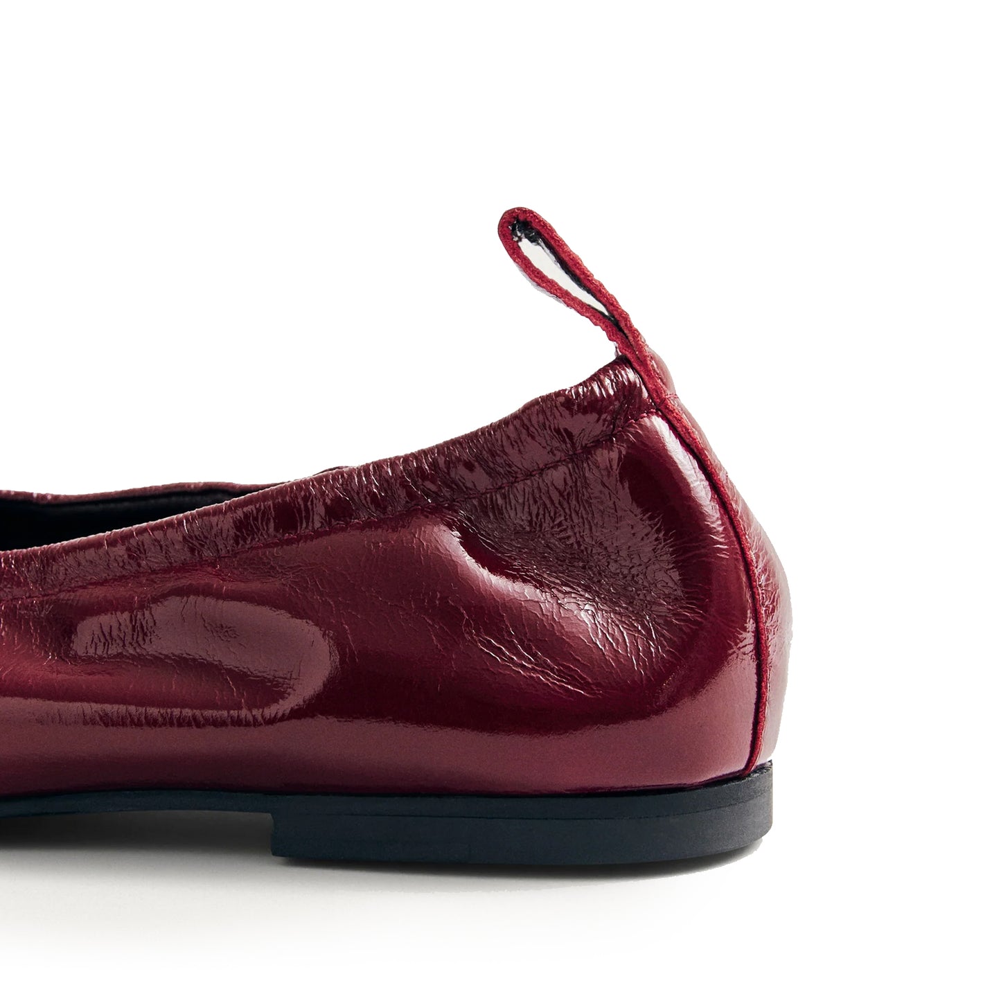 Patent Burgundy Square-Toe Stretchy Ballet Flats