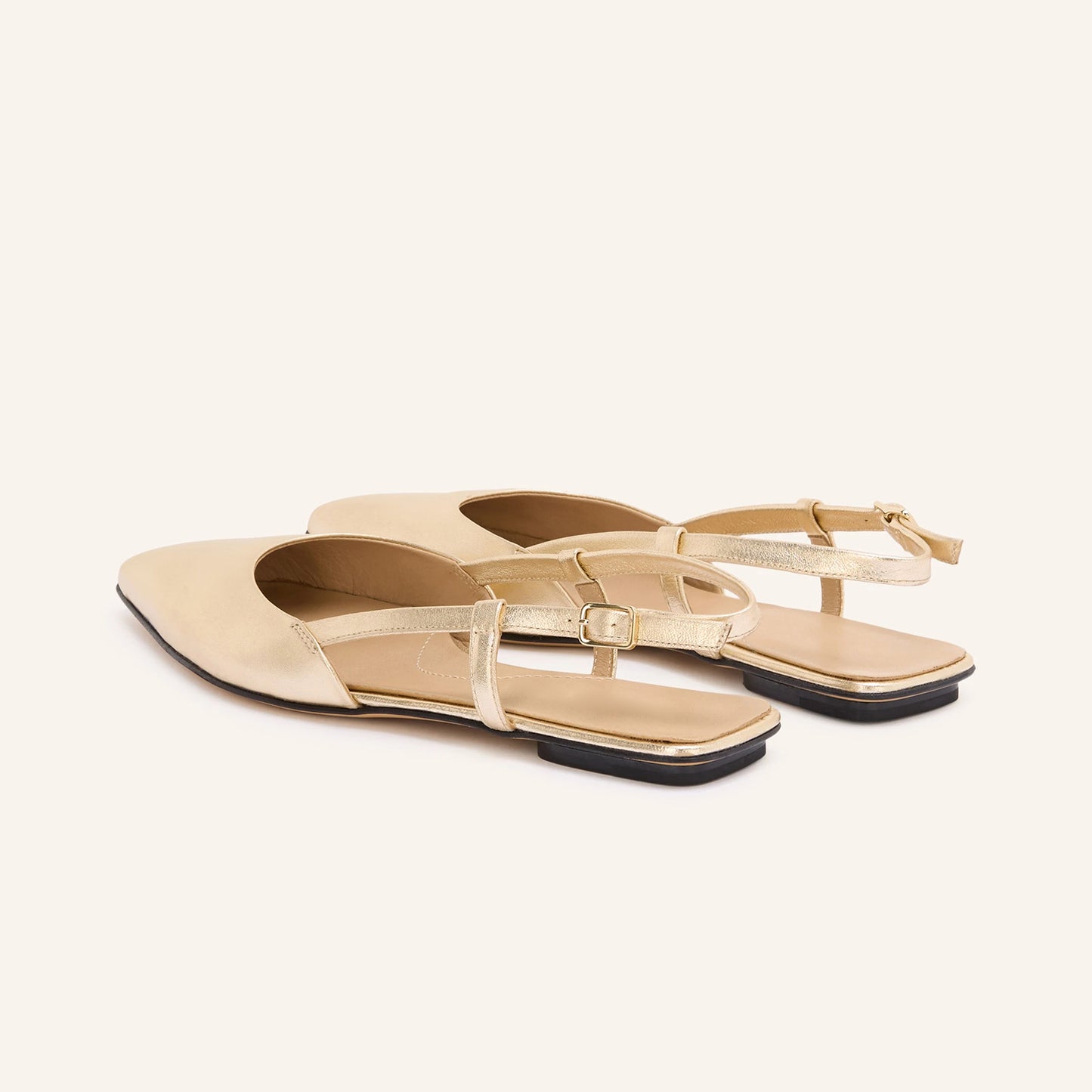 Metallic Gold Pointed-Toe Chic Back Strap Stylish Flats
