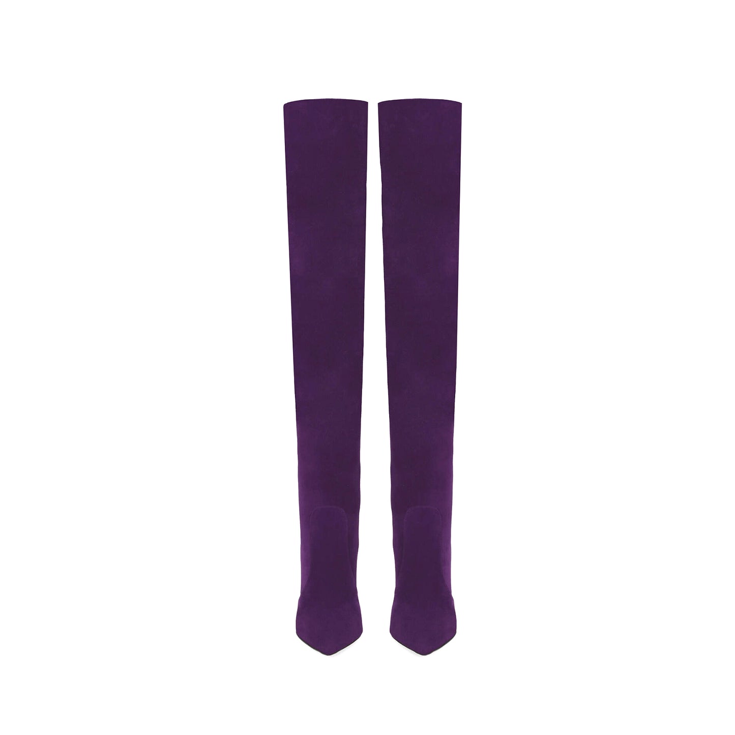 Purple Faux Suede Pointed-Toe Wide Calf Over-The-Knee Stiletto Boots