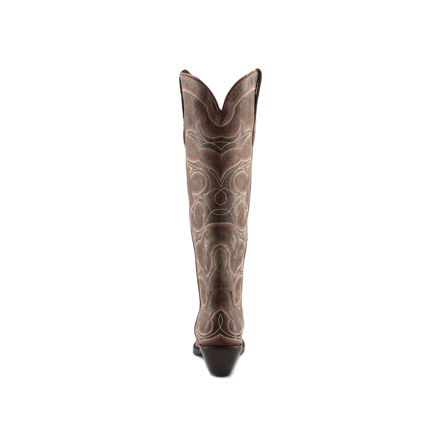 Distressed Brown Snip-Toe Wide Calf Embroidery Knee High Cowgirl Boots