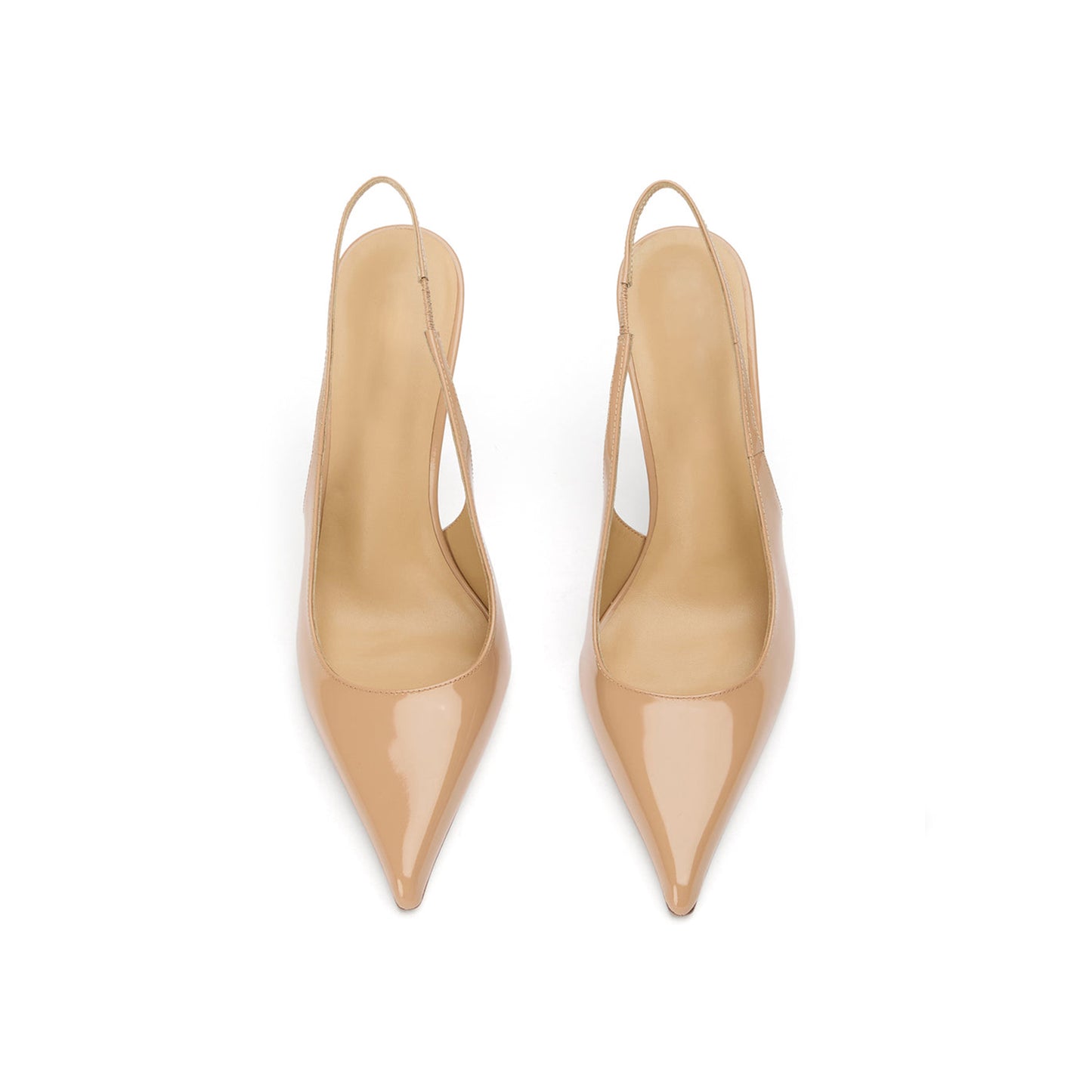 Patent Nude Pointed-Toe Classic Slip-On Slingback High Heels