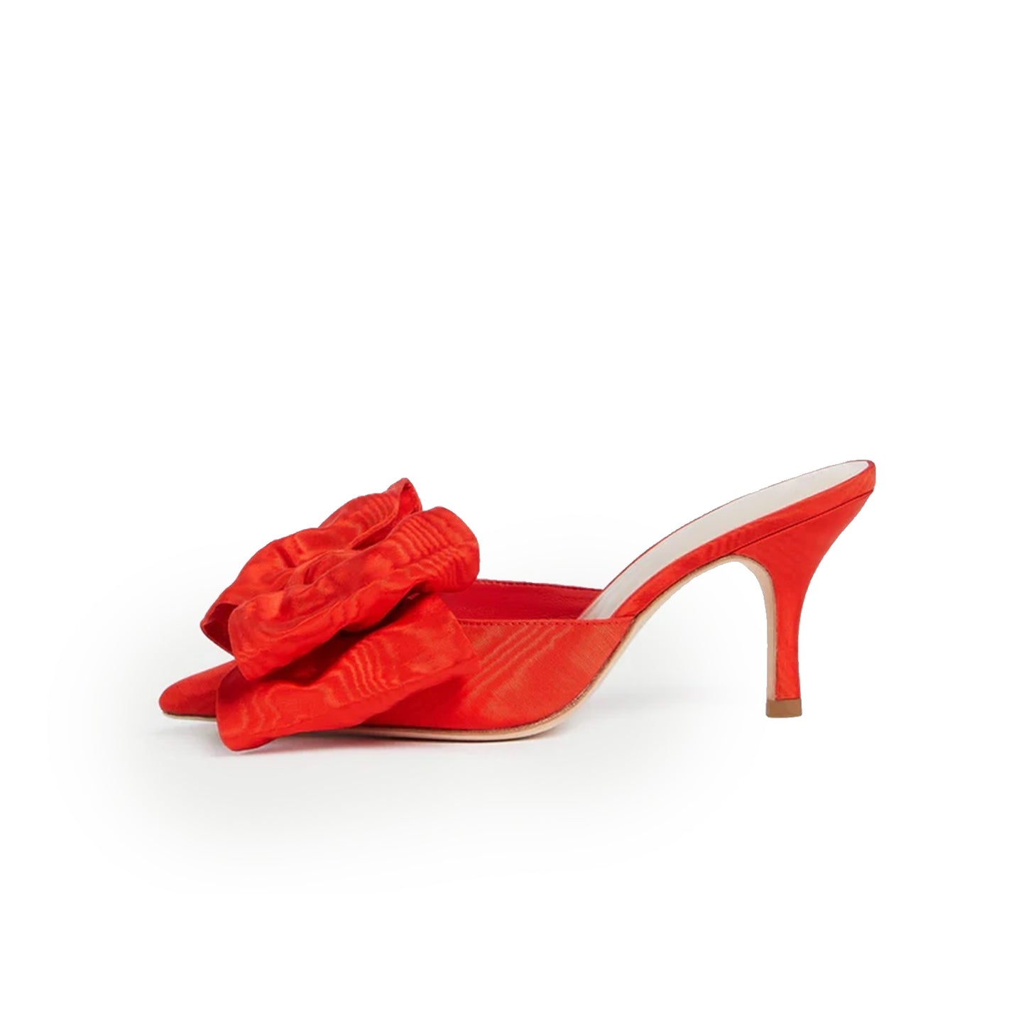 Red Satin Pointed-Toe Front Big Bow High Heels