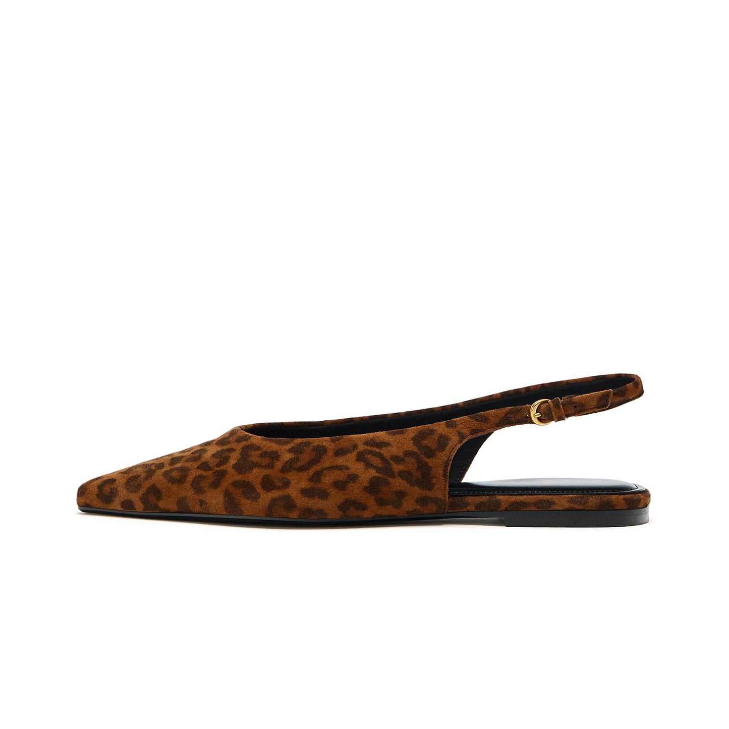 Leopard Faux Suede Pointed-Toe Slingback Flats