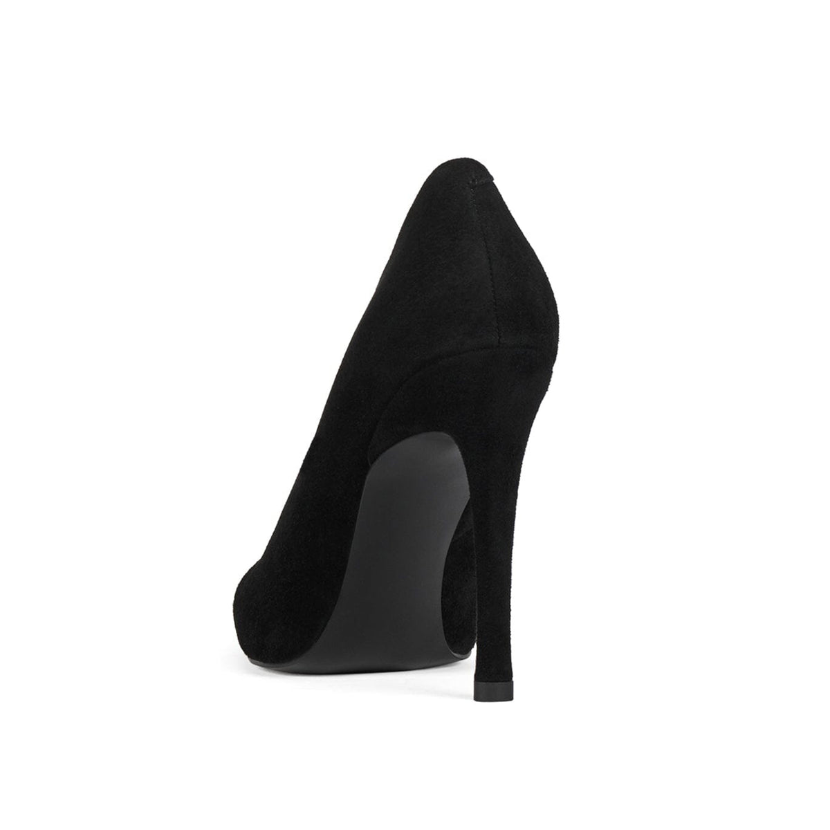 Black Faux Suede Pointed-Toe Sleek Slip-On Pumps High Heels