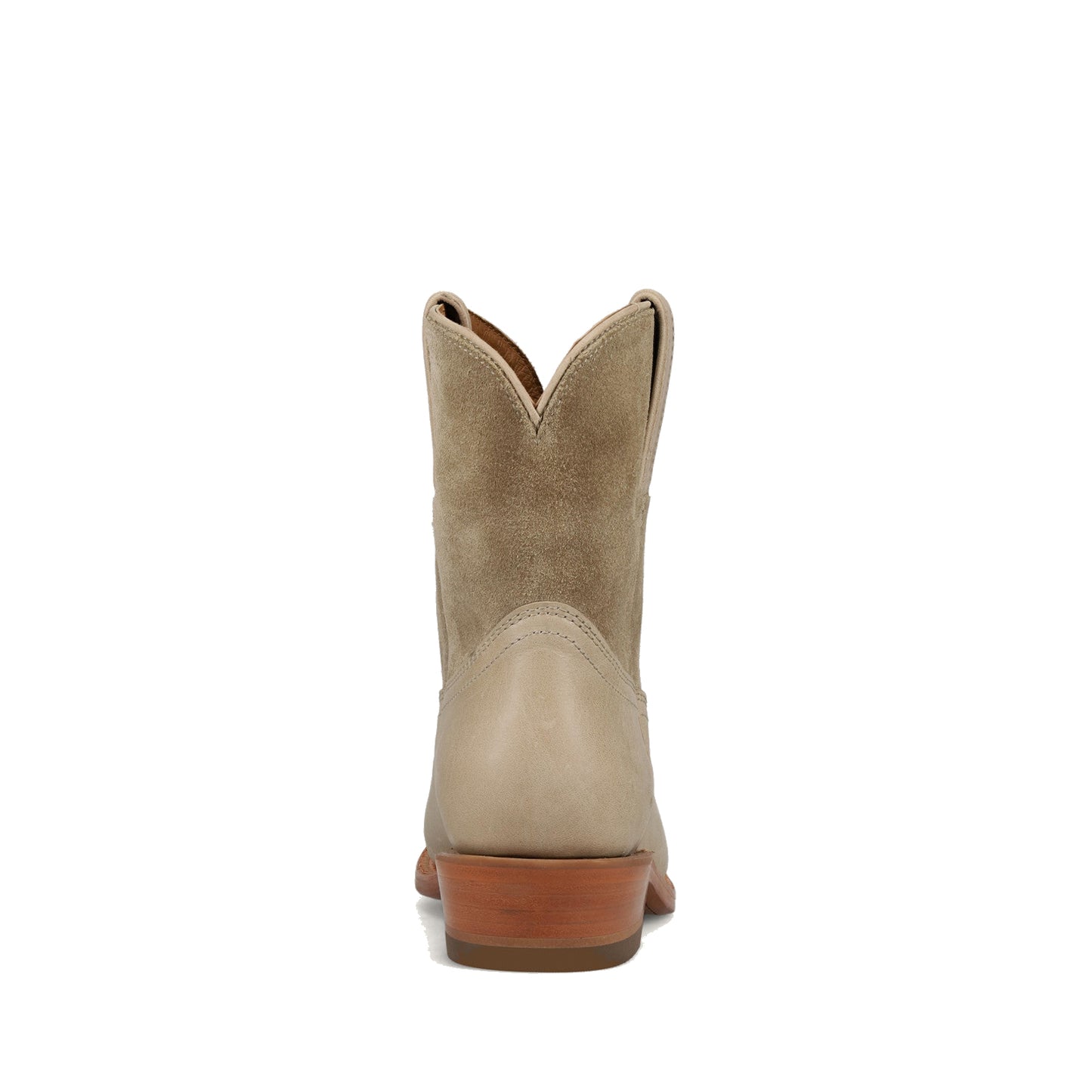 Light Khaki Round-Toe Simple Slip-On Ankle Cowgirl Boots