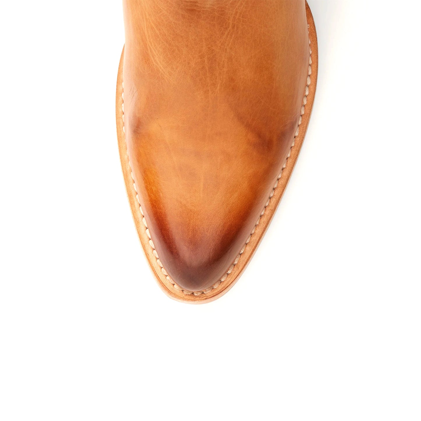 Tan Pointed-Toe Simple Mid Calf Cowgirl Boots