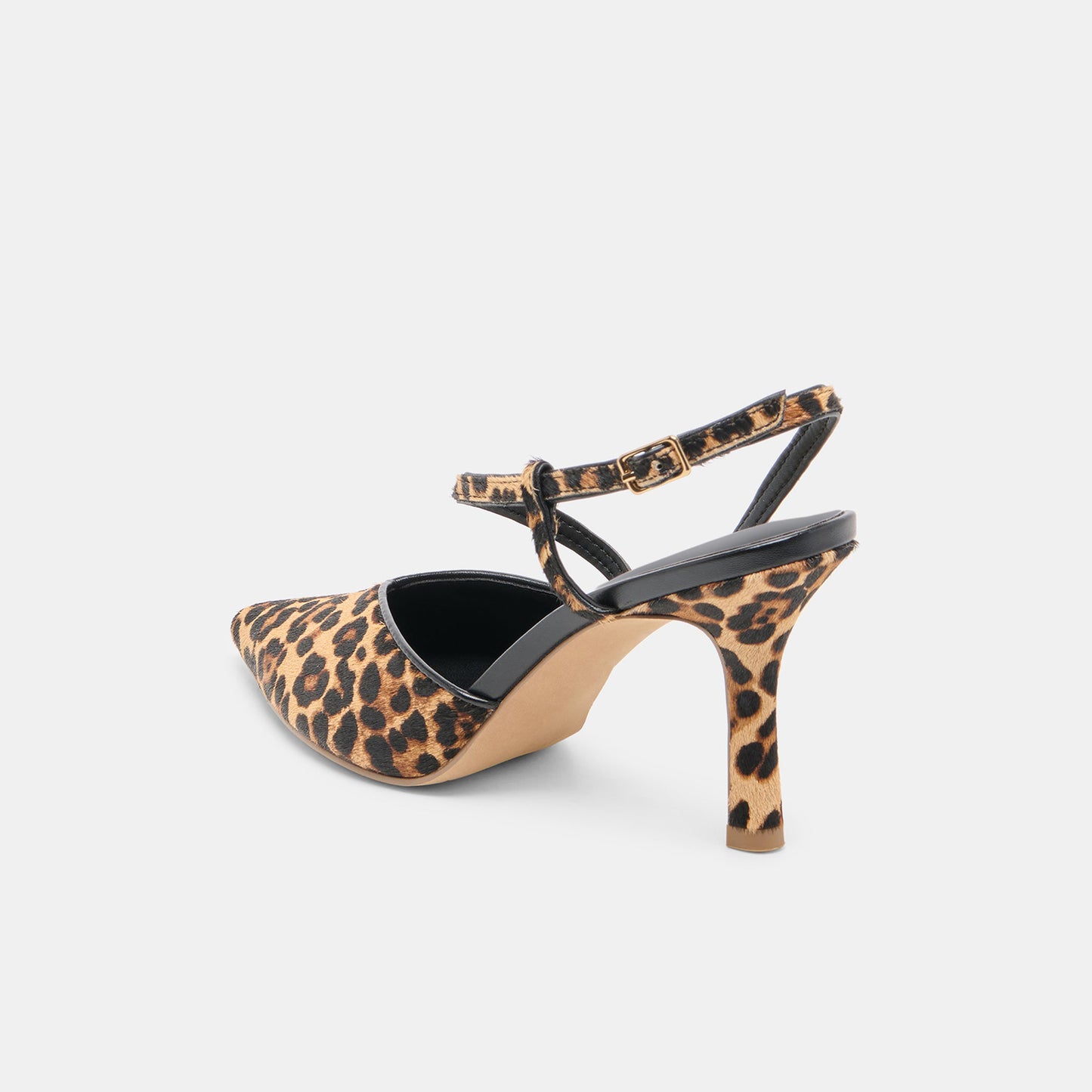Leopard Pony Hair Pointed-Toe S-Shaped Strap High Heels