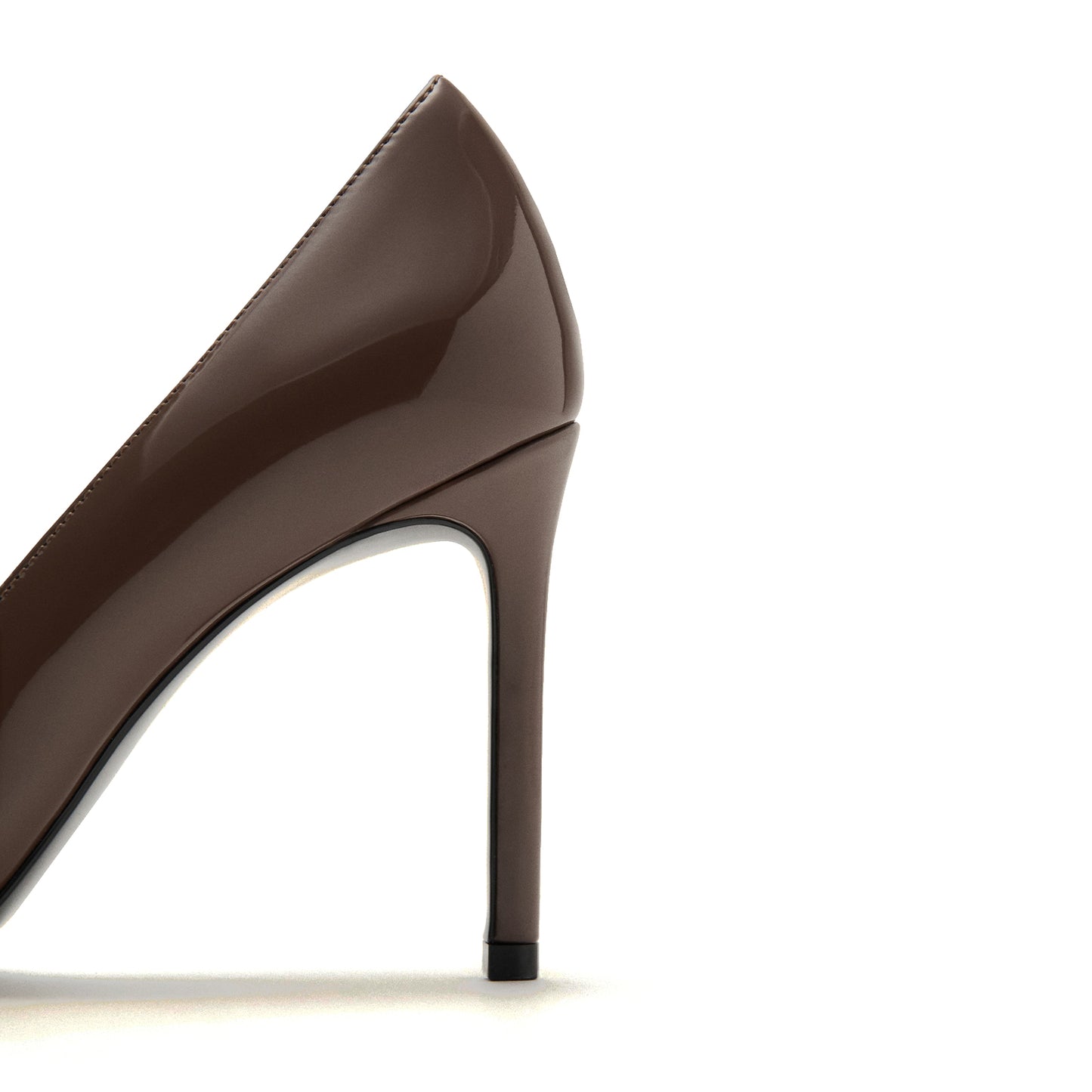 Patent Chocolate Pointed-Toe Slip-On Sleek High Heels Pumps