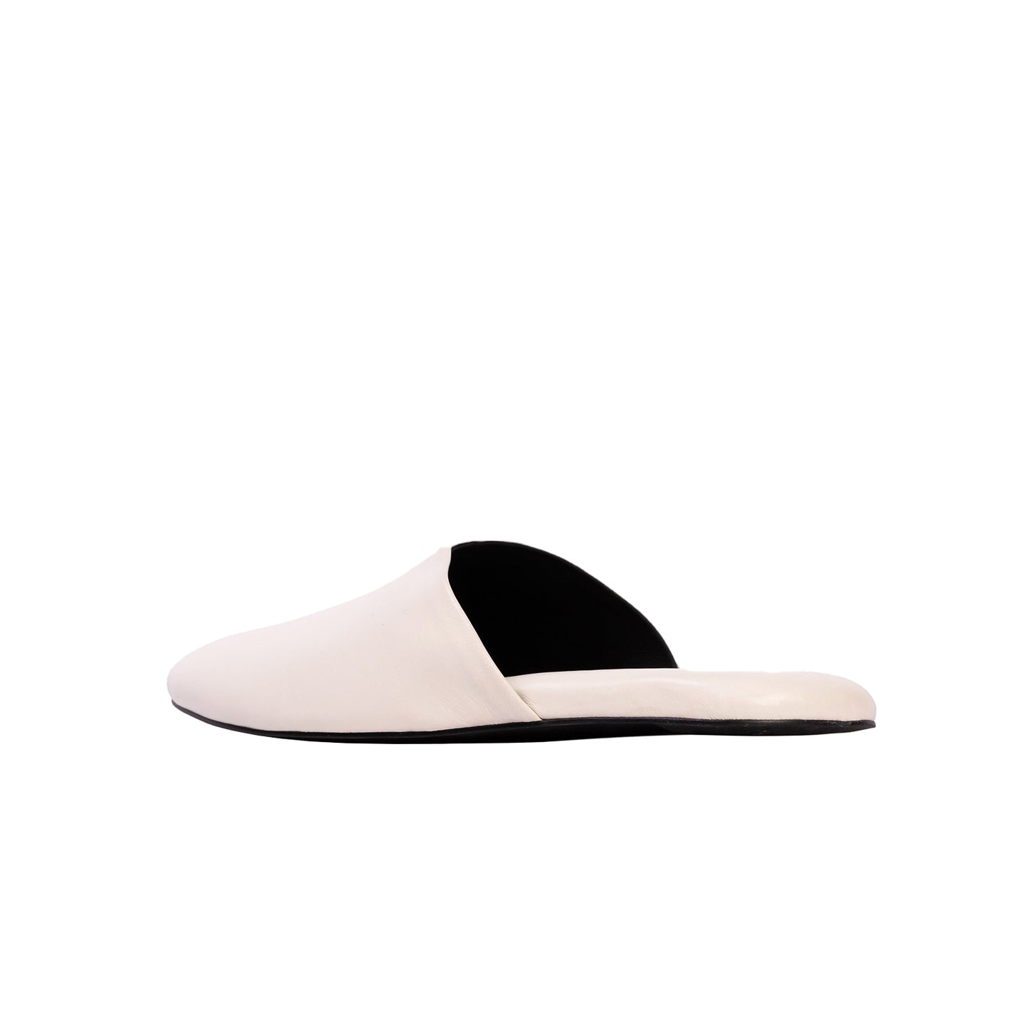White Round-Toe Simple Slip-on Backless Ballet Flats