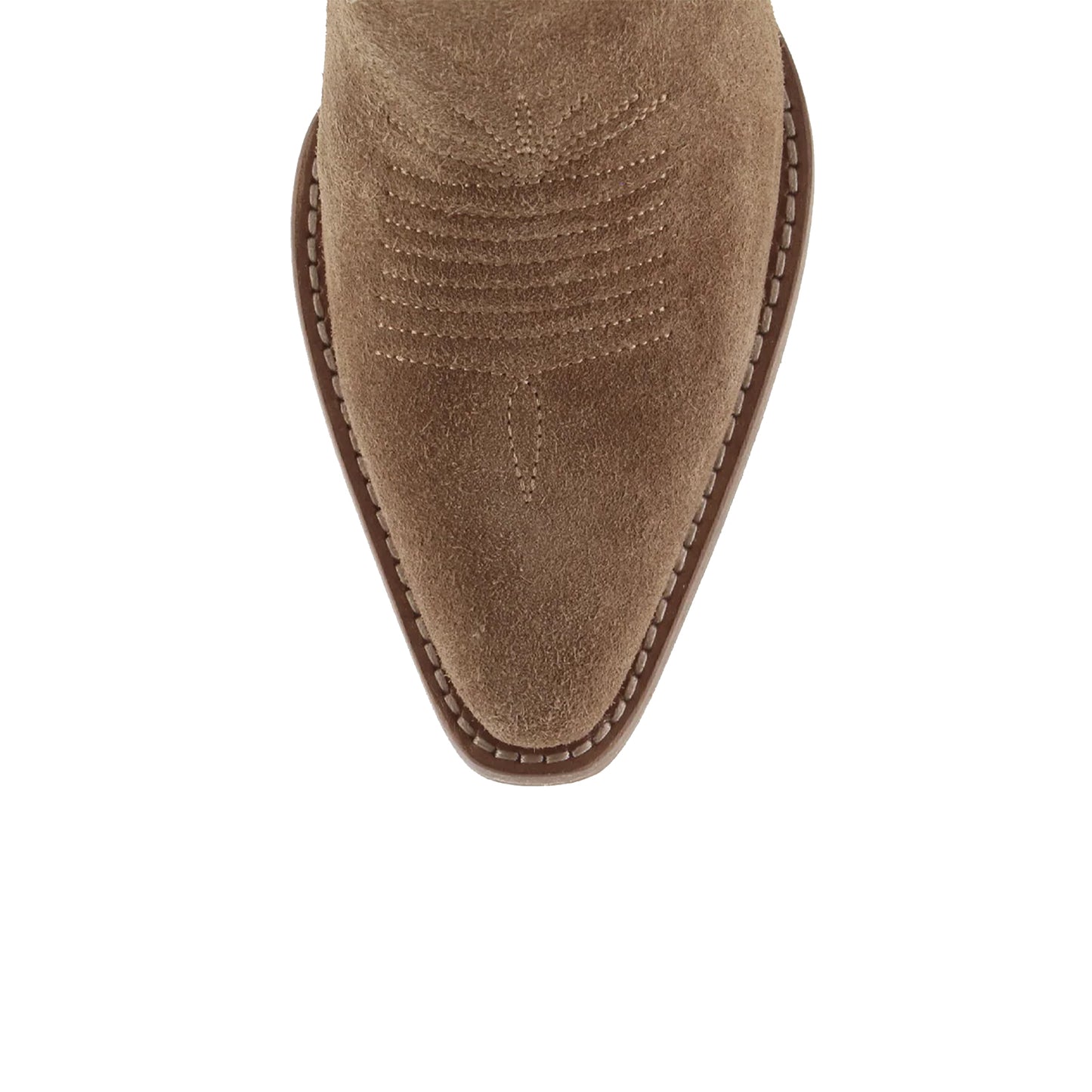 Brown Faux Suede Snip-Toe Embroidery Ankle Cowgirl Boots