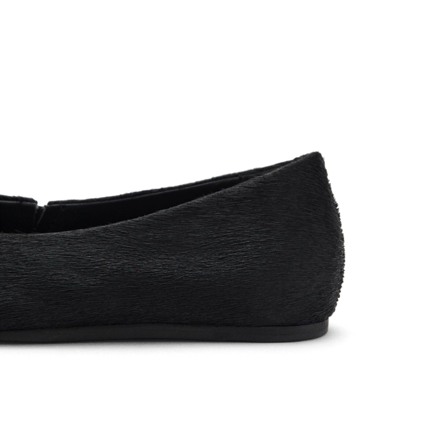 Black Pony Hair Print Square-Toe Ballet Flats