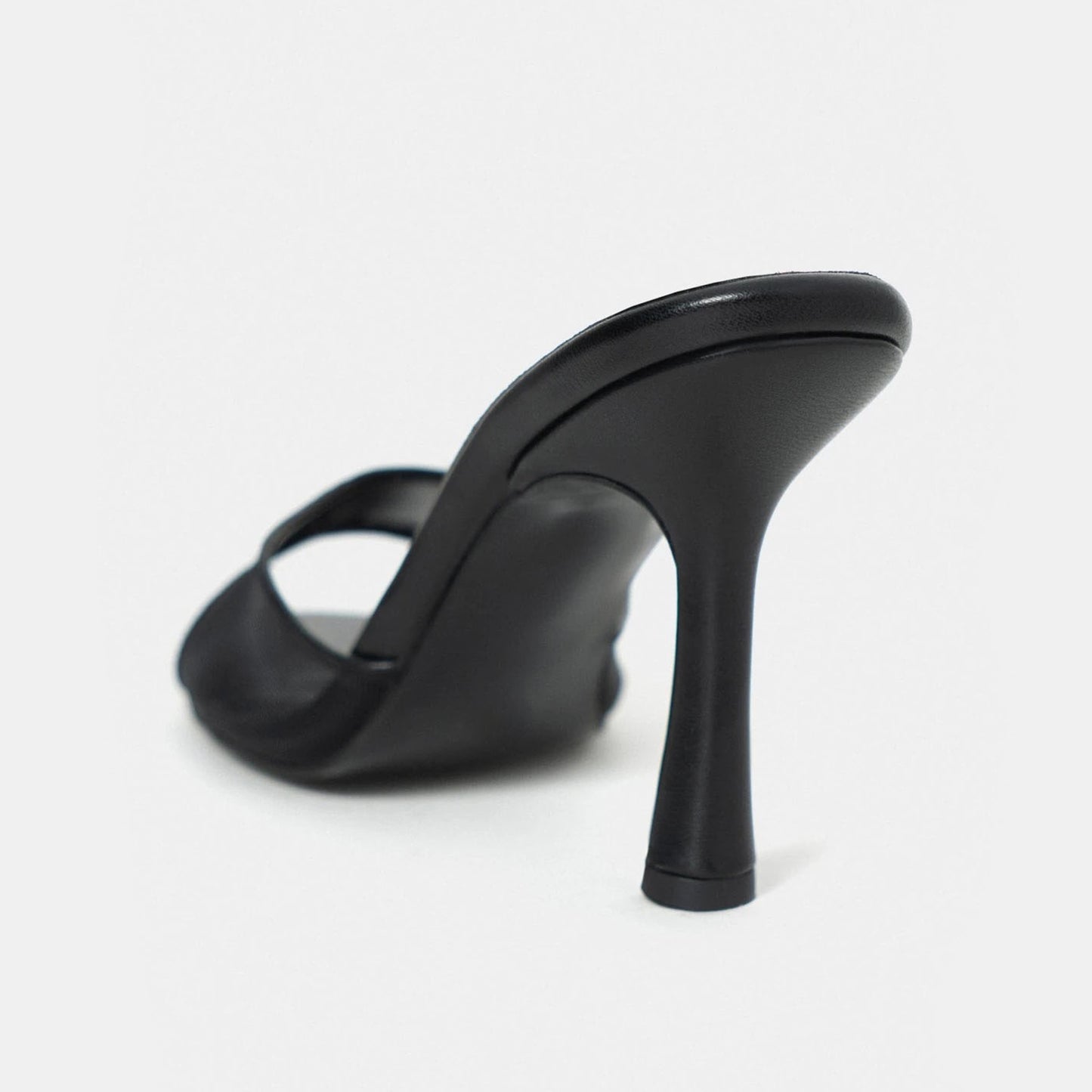 Black Mesh And Vegan Leather Pointed-Toe Backless Simple Pumps High Heels