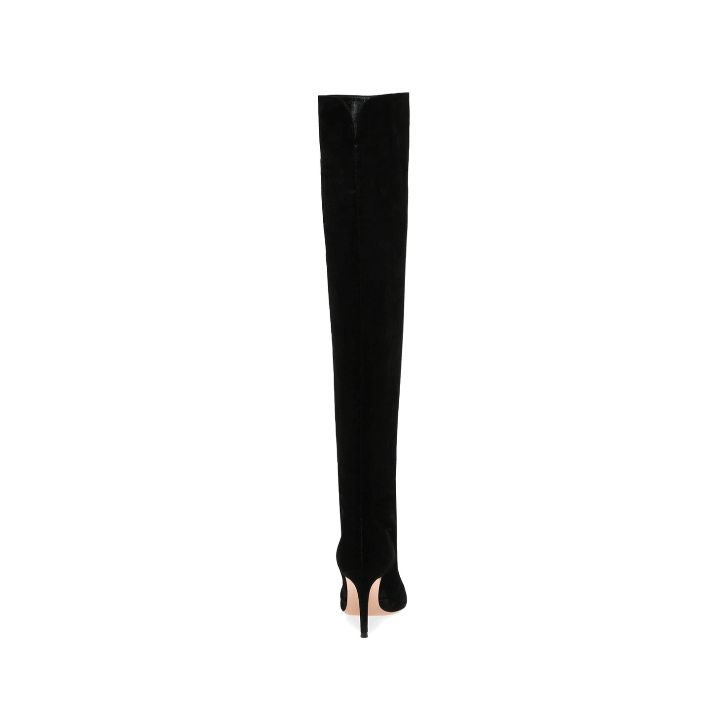 Black Faux Suede Pointed-Toe Wide Calf Over-The-Knee Stiletto Boots