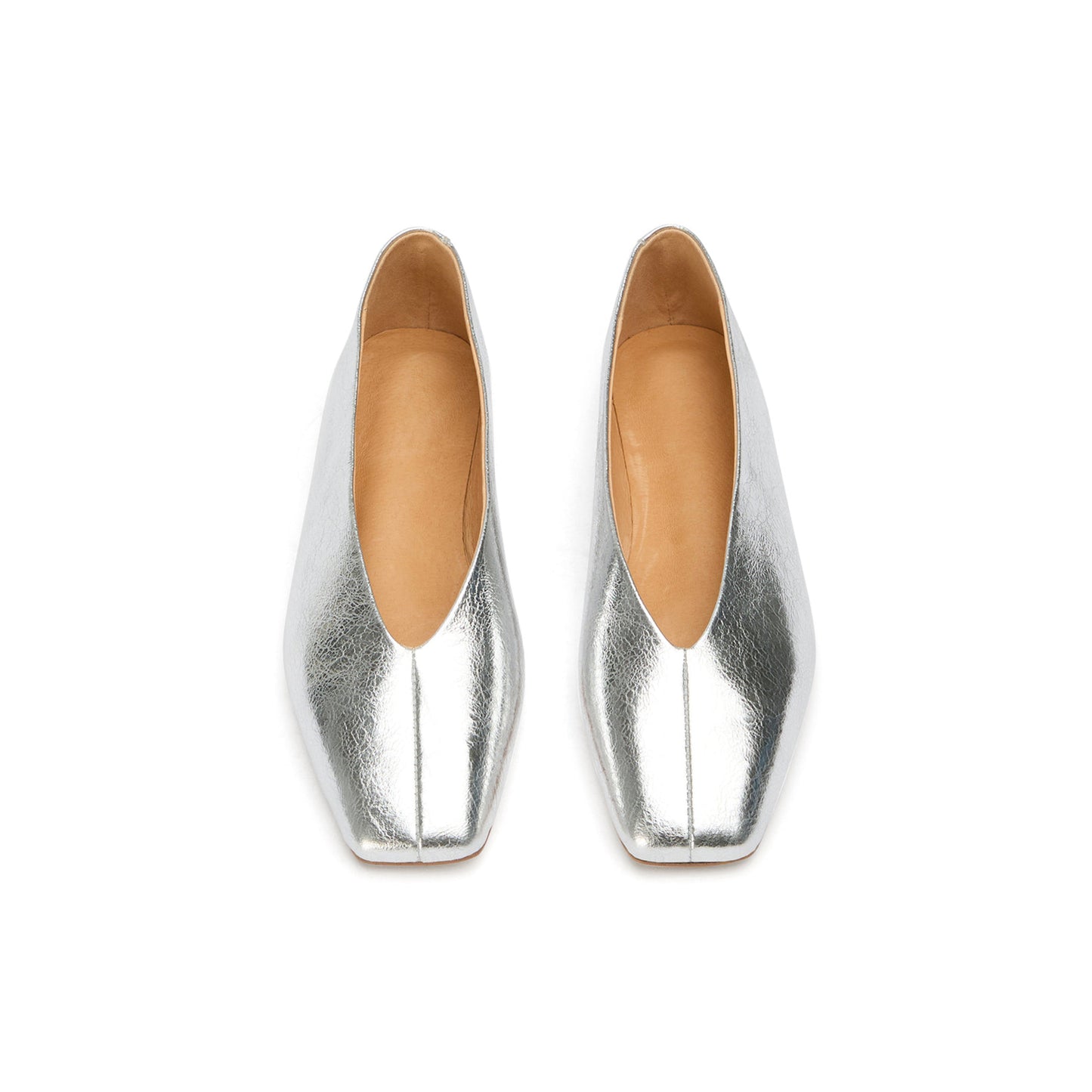 Metallic Silver Chic Square-Toe Slip-On Flats