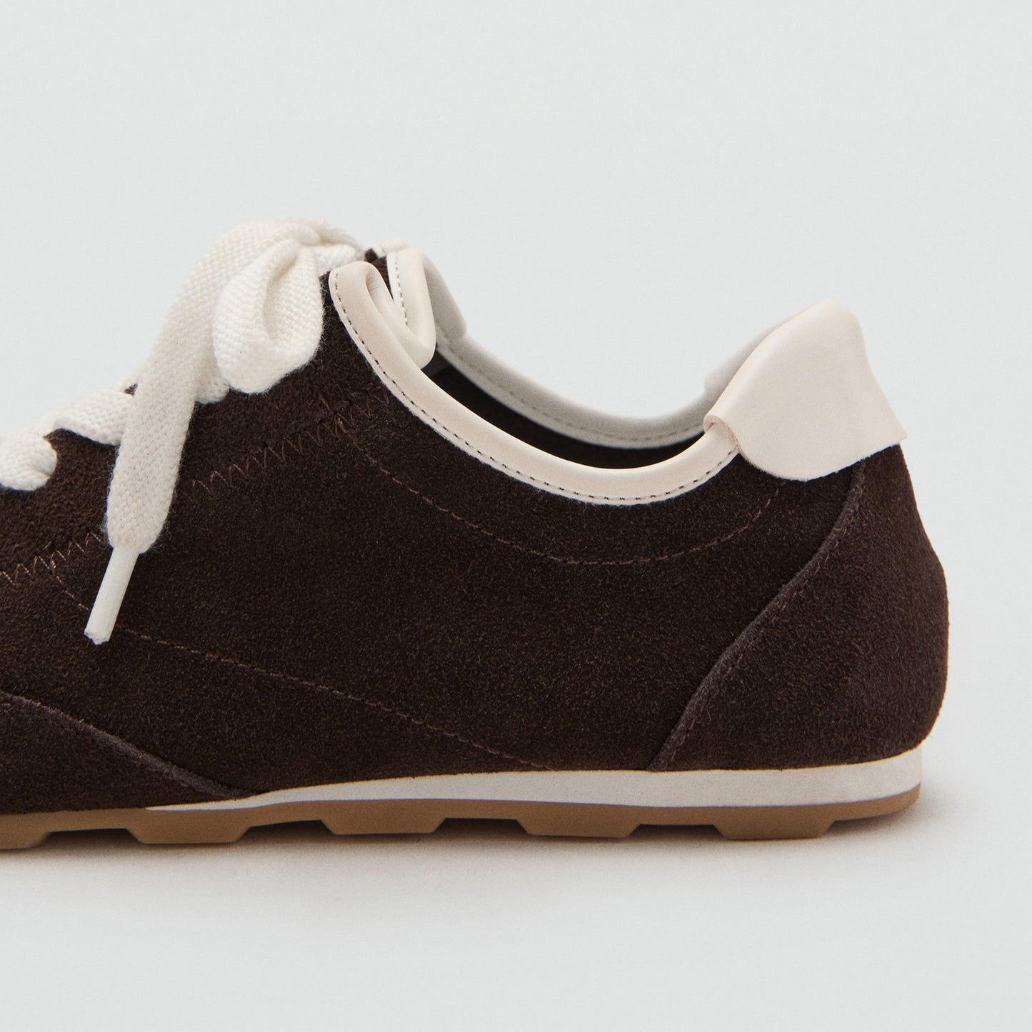 Chocolate Faux Suede Round-Toe Lace-Up Classic Sneakers Flats