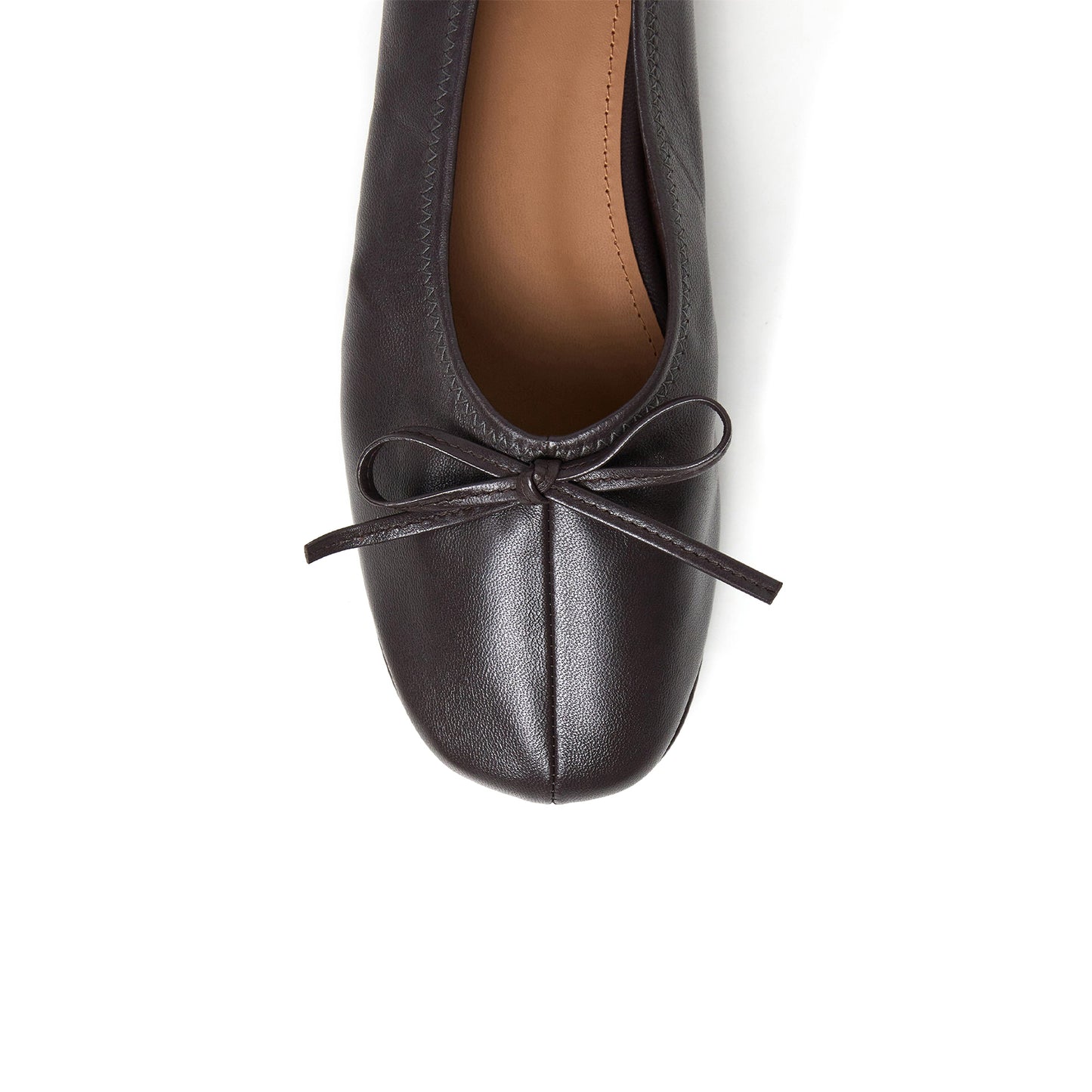 Chocolate Square-Toe Classic Front Bow Slip-On Ballet Flats