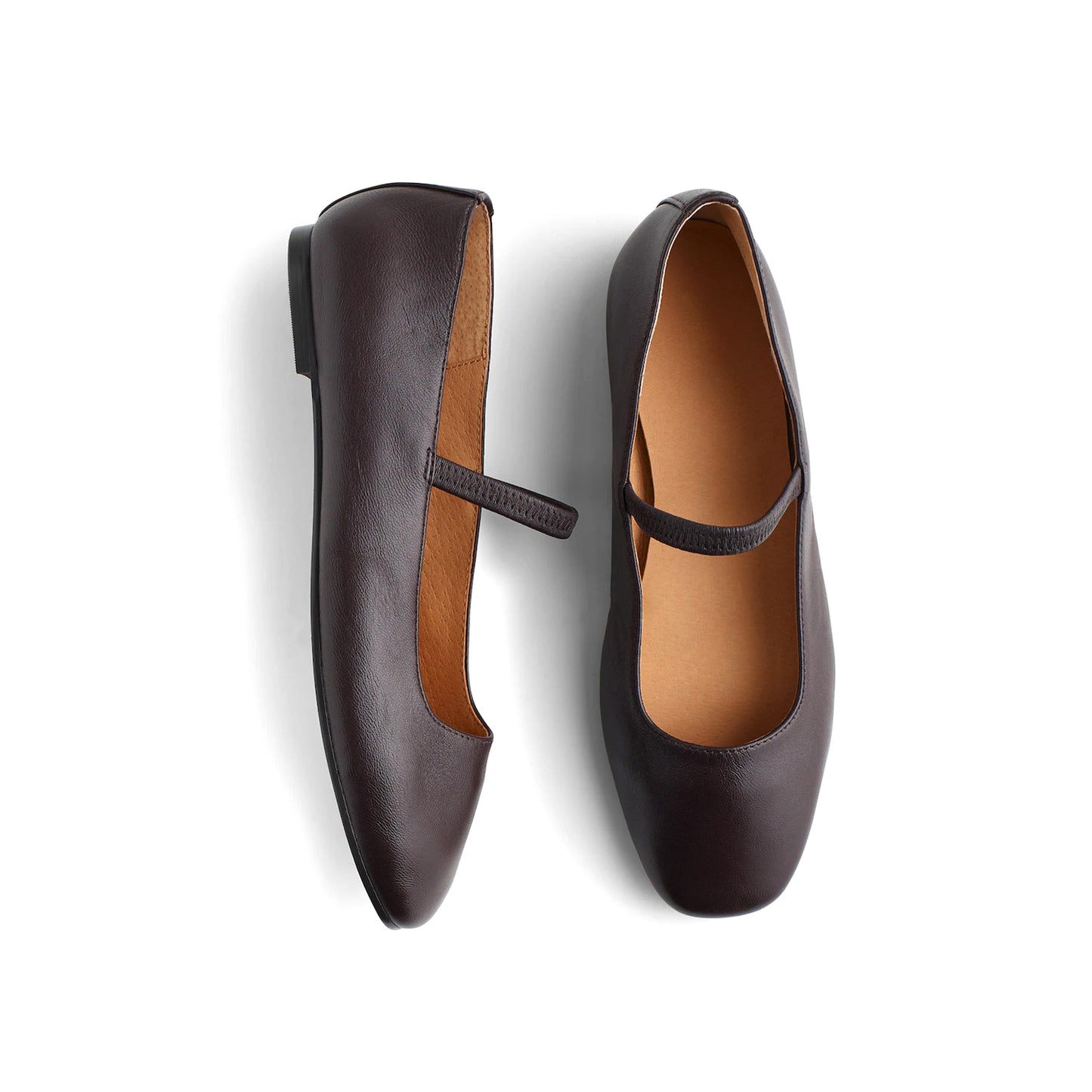 Dark Coffee Vegan Leather Square-Toe Bridge Strap Slip-On Flats