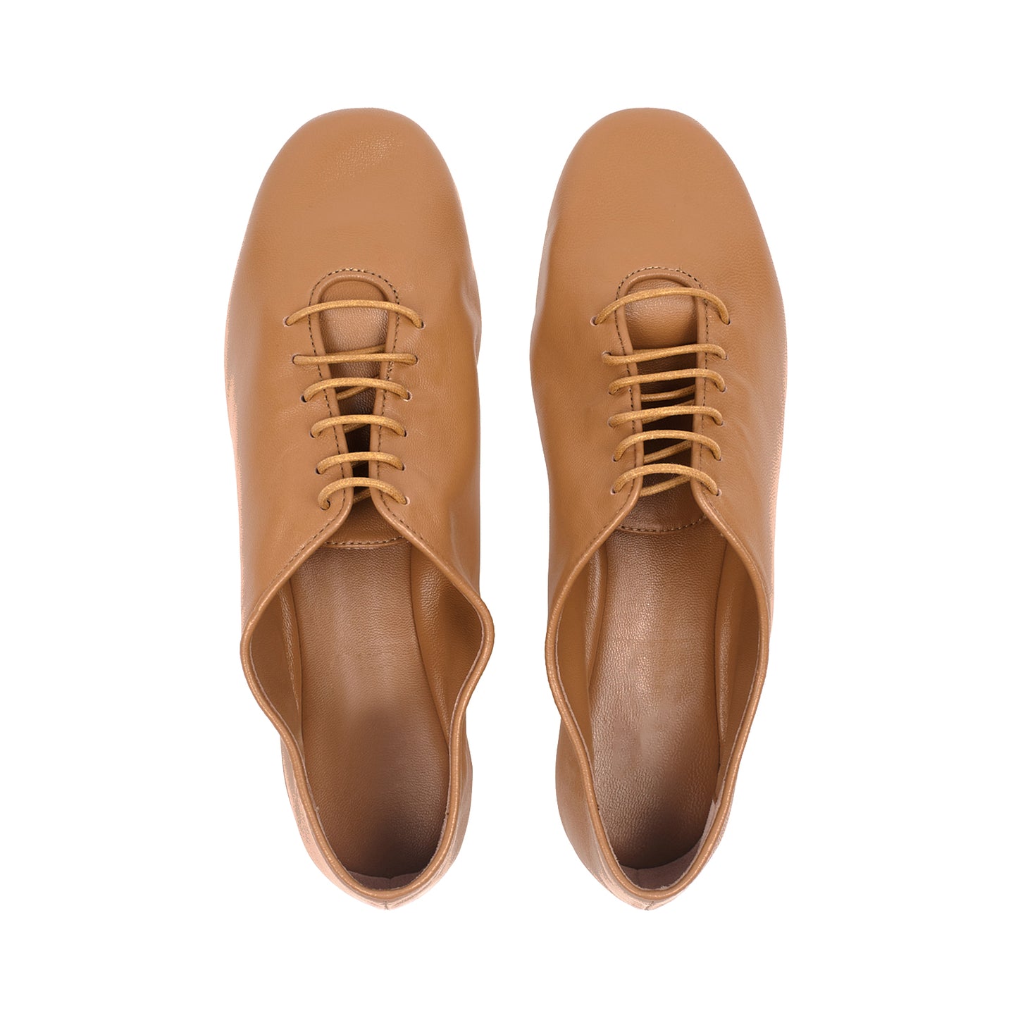 Camel Square-Toe Lace-Up Chic Slippers Flats