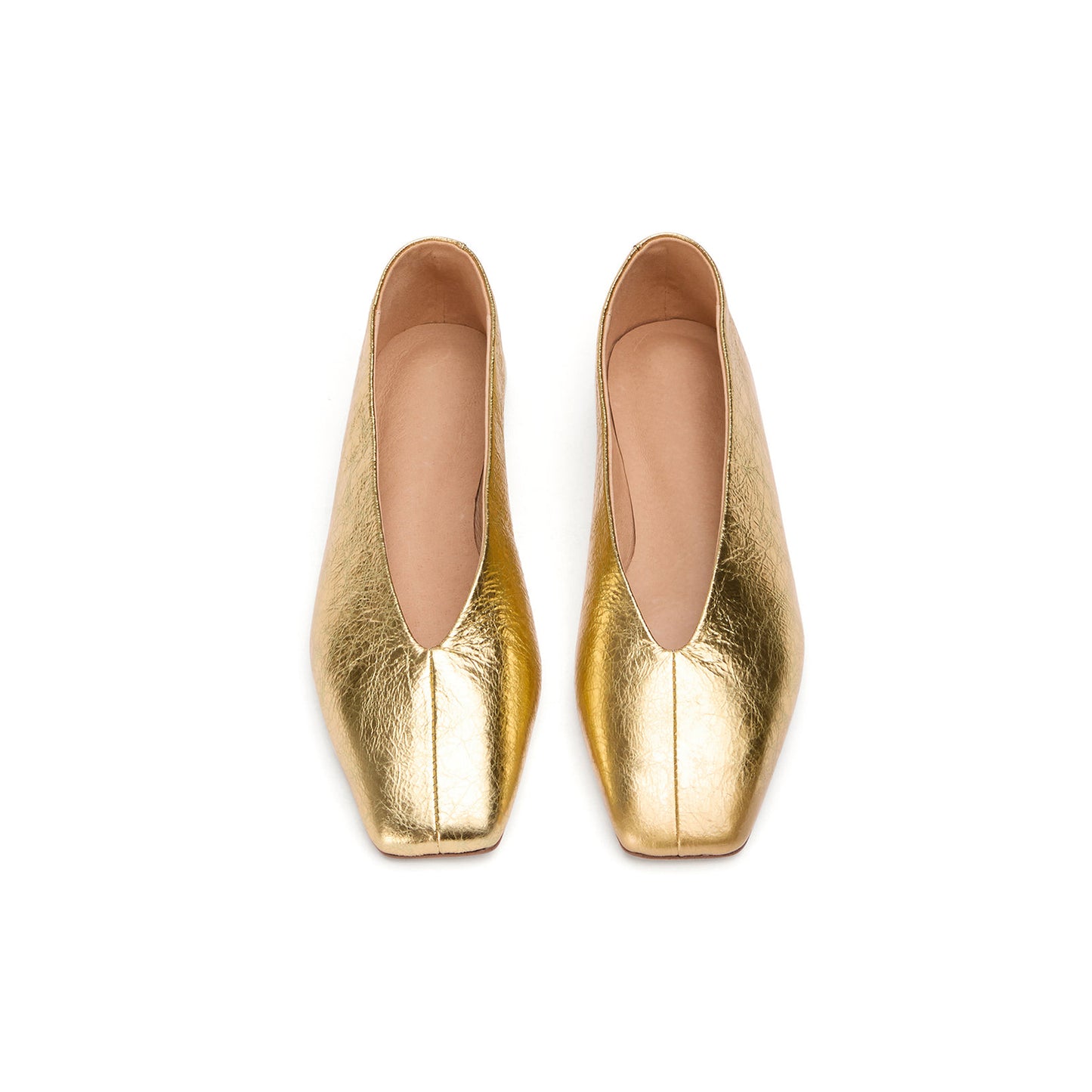 Metallic Gold Chic Square-Toe Slip-On Flats