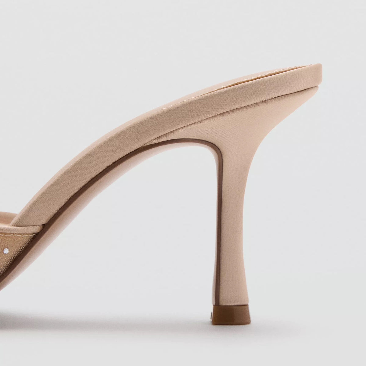 Champagne Mesh With Rhinestones Pointed-Toe Backless Pumps High Heels