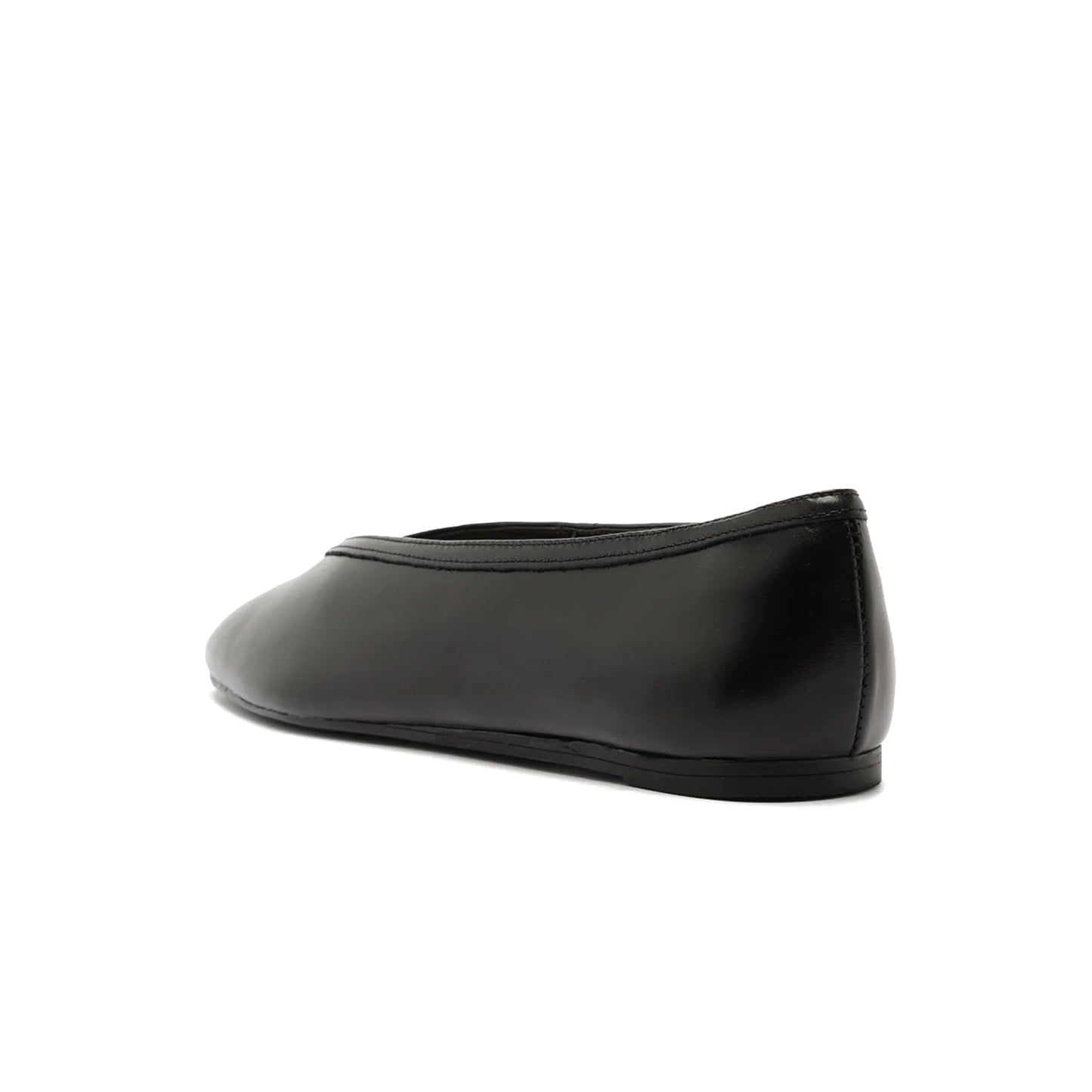 Black Vegan Leather Square-Toe Simple Ballet Flats