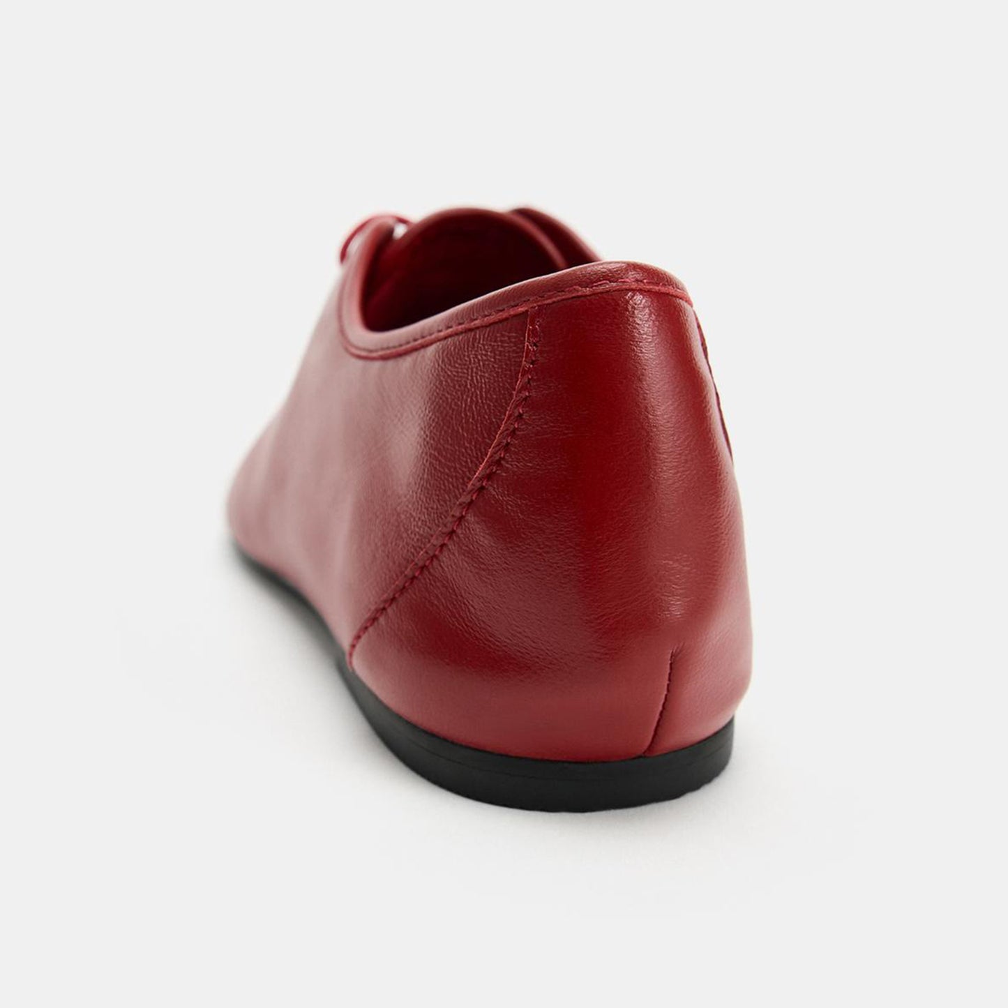 Red Square-Toe Lace-Up Sleek Slip-On Flats