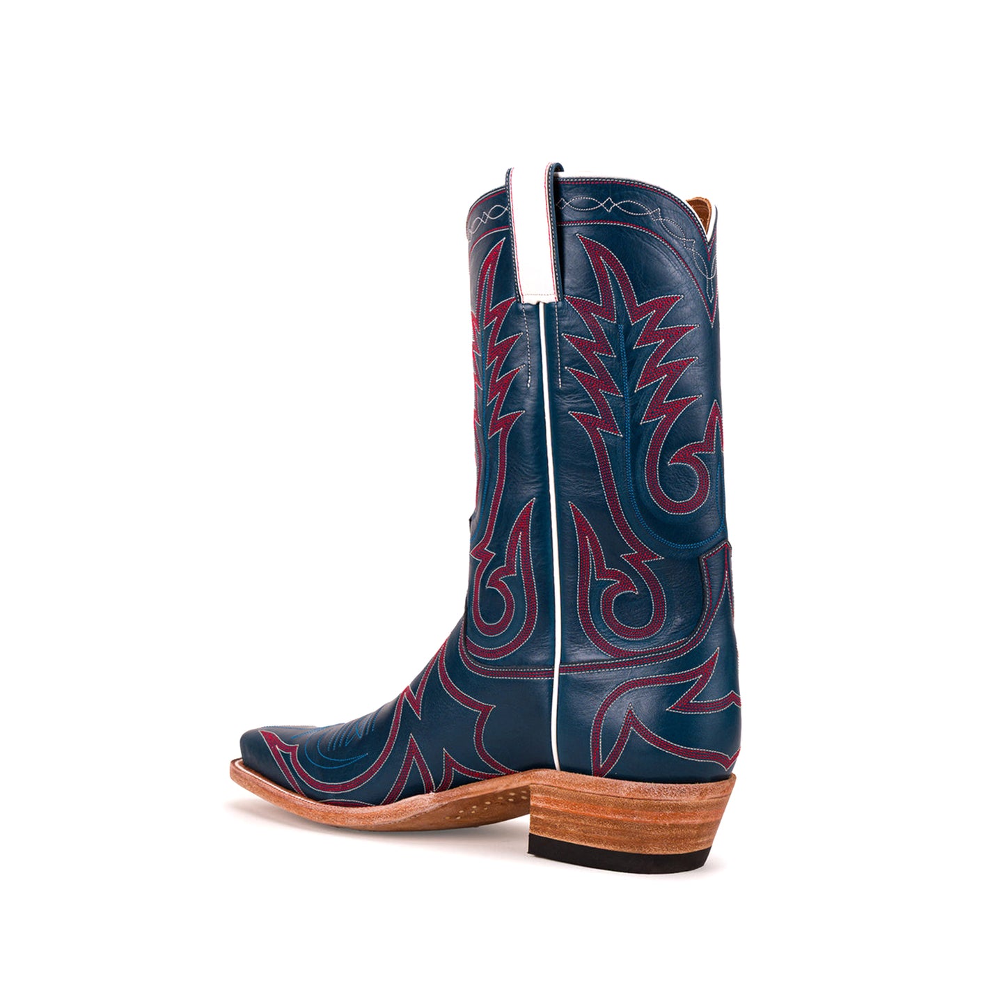 Dark Blue Snip-Toe Embroidery Mid Calf Cowgirl Boots