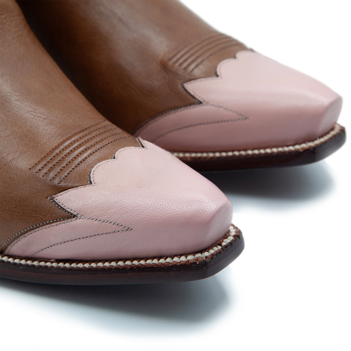 Cognac Snip-Toe Bone Pony Inlay Classic Ankle Cowgirl Boots