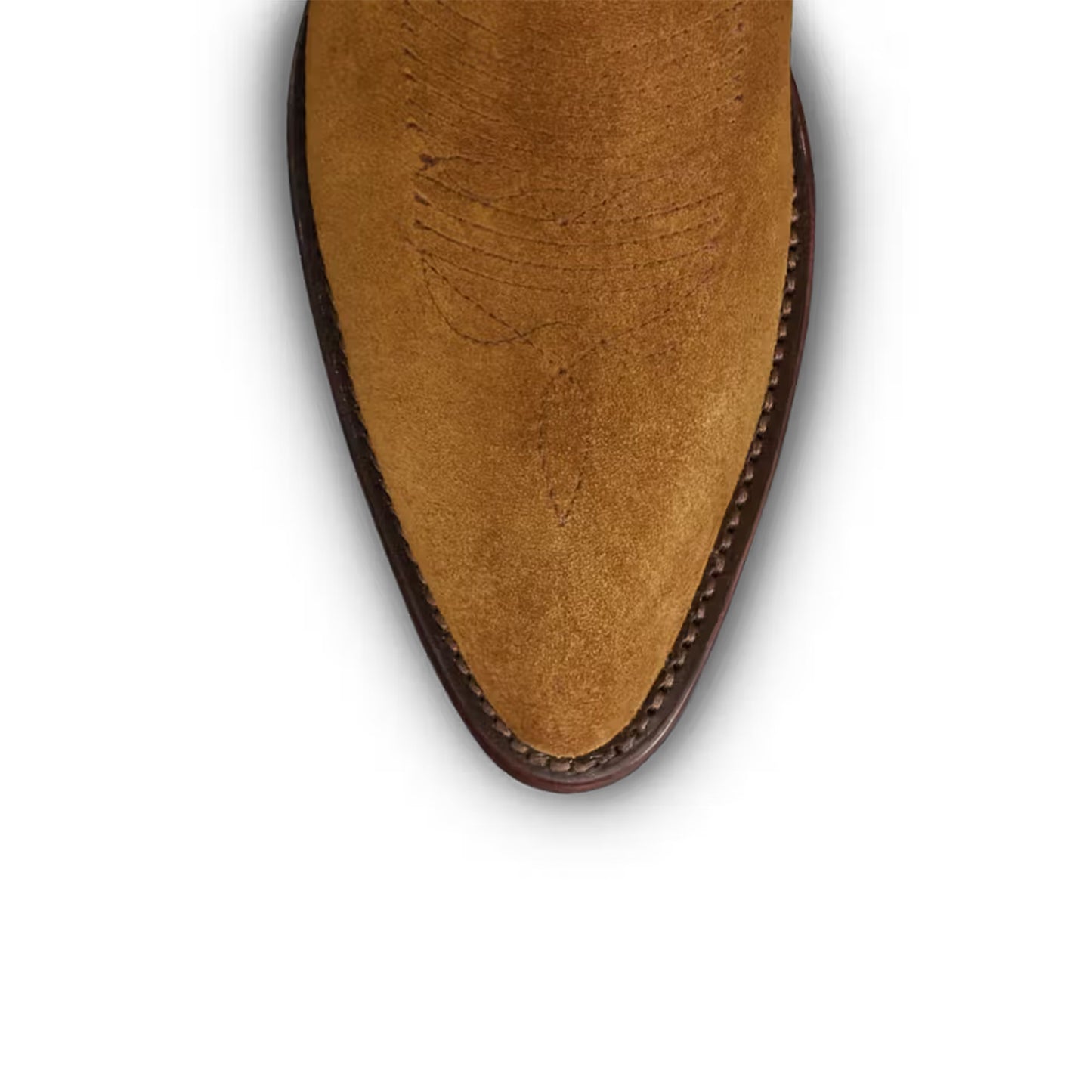 Brown Faux Suede Almond-Toe Embroidery Wide Calf Knee High Cowgirl Boots