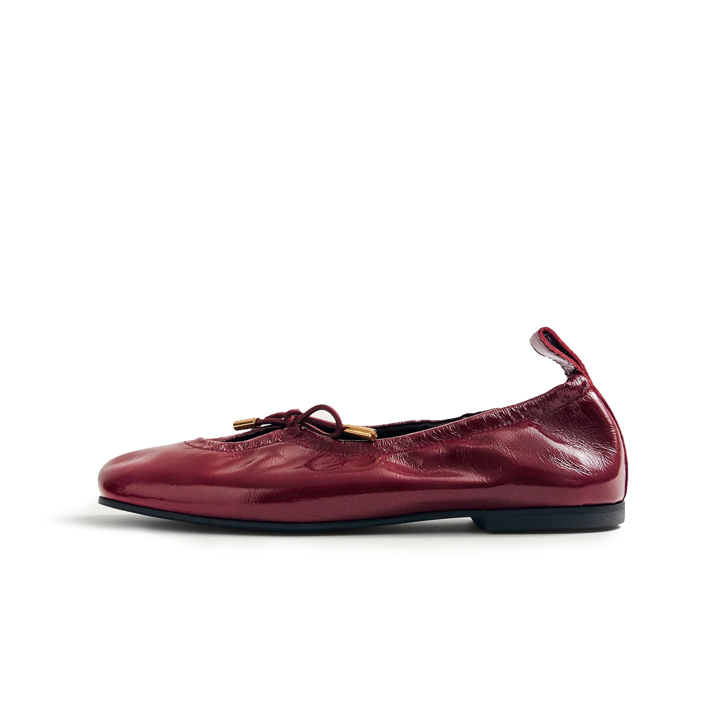 Patent Burgundy Square-Toe Stretchy Ballet Flats