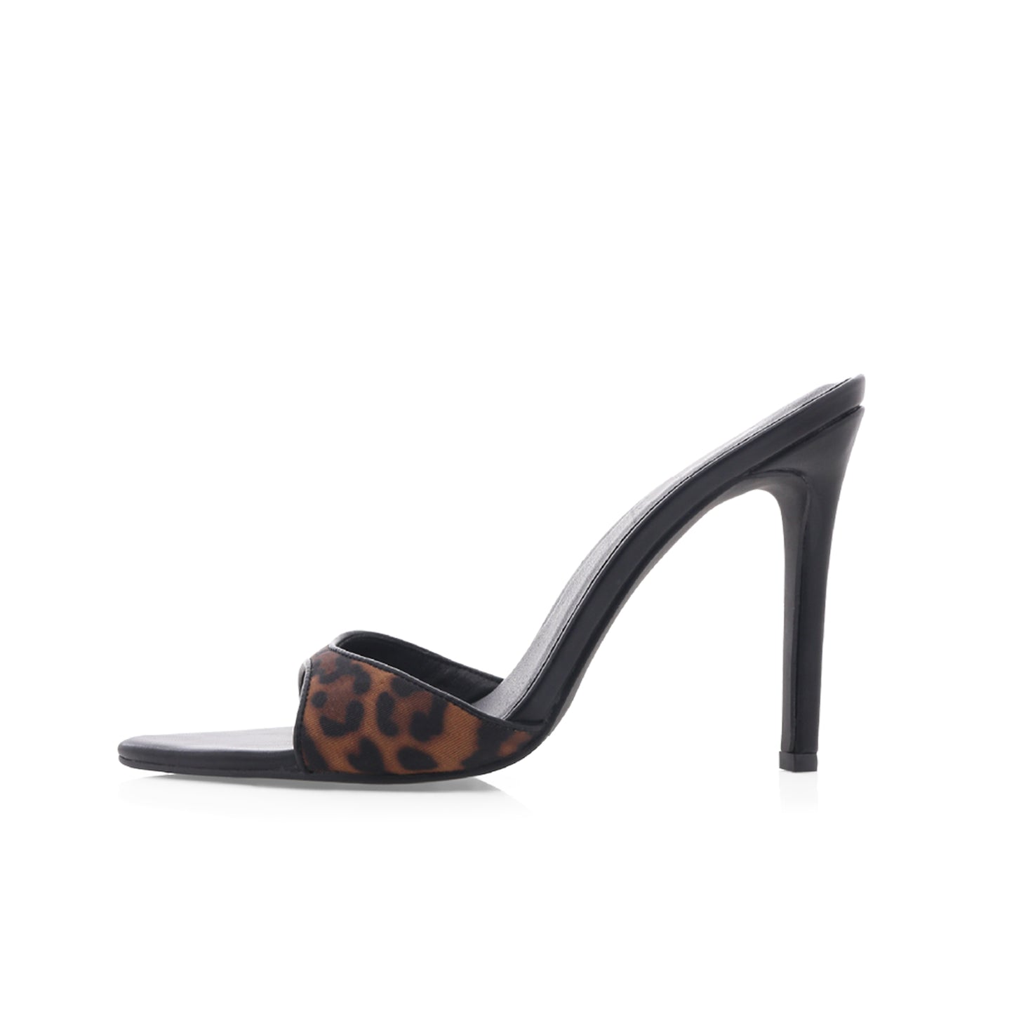Leopard Faux Suede Open Pointed-Toe Slip-On Classic Backless High Heels