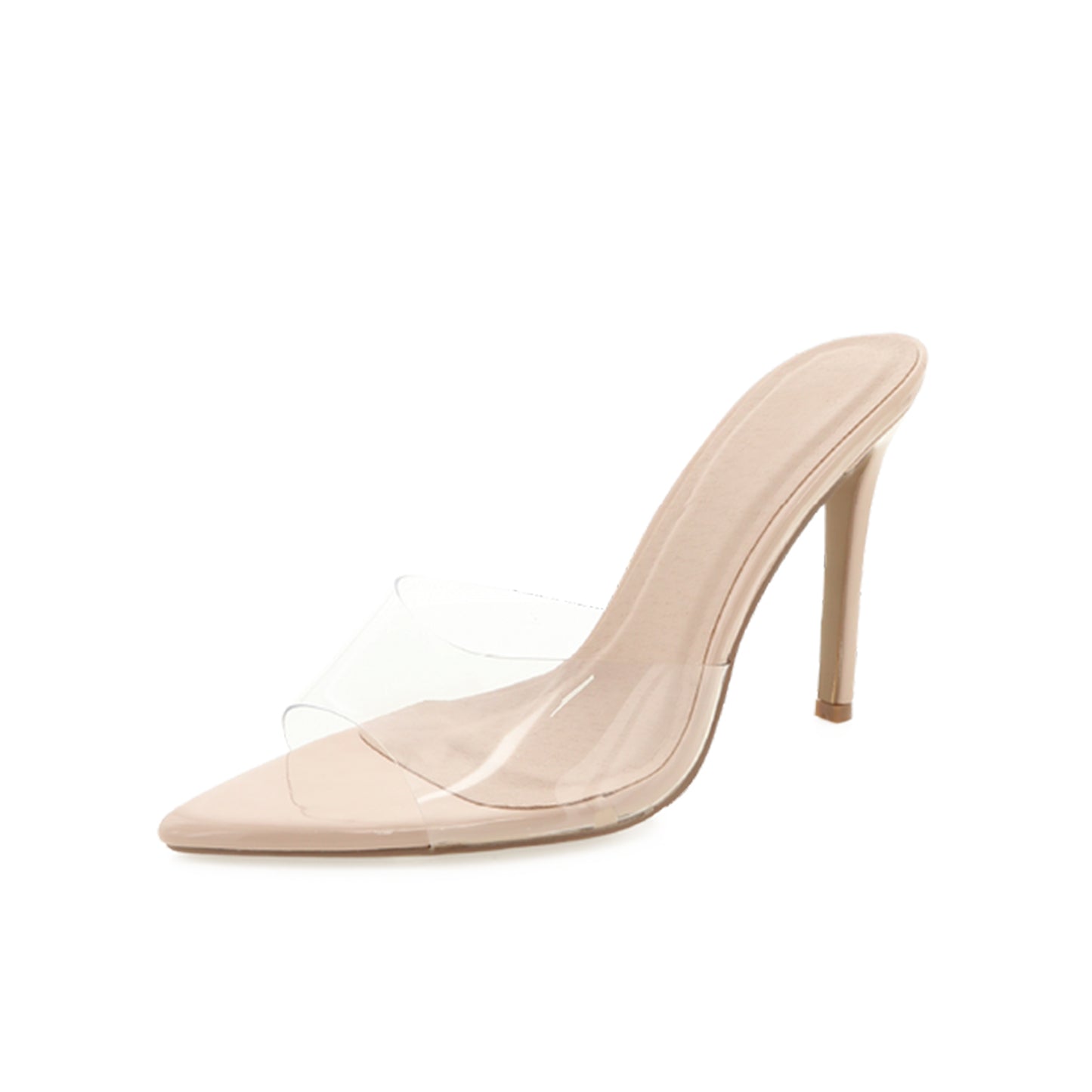 Transparent TPU Pointed-Toe Backless High Heels