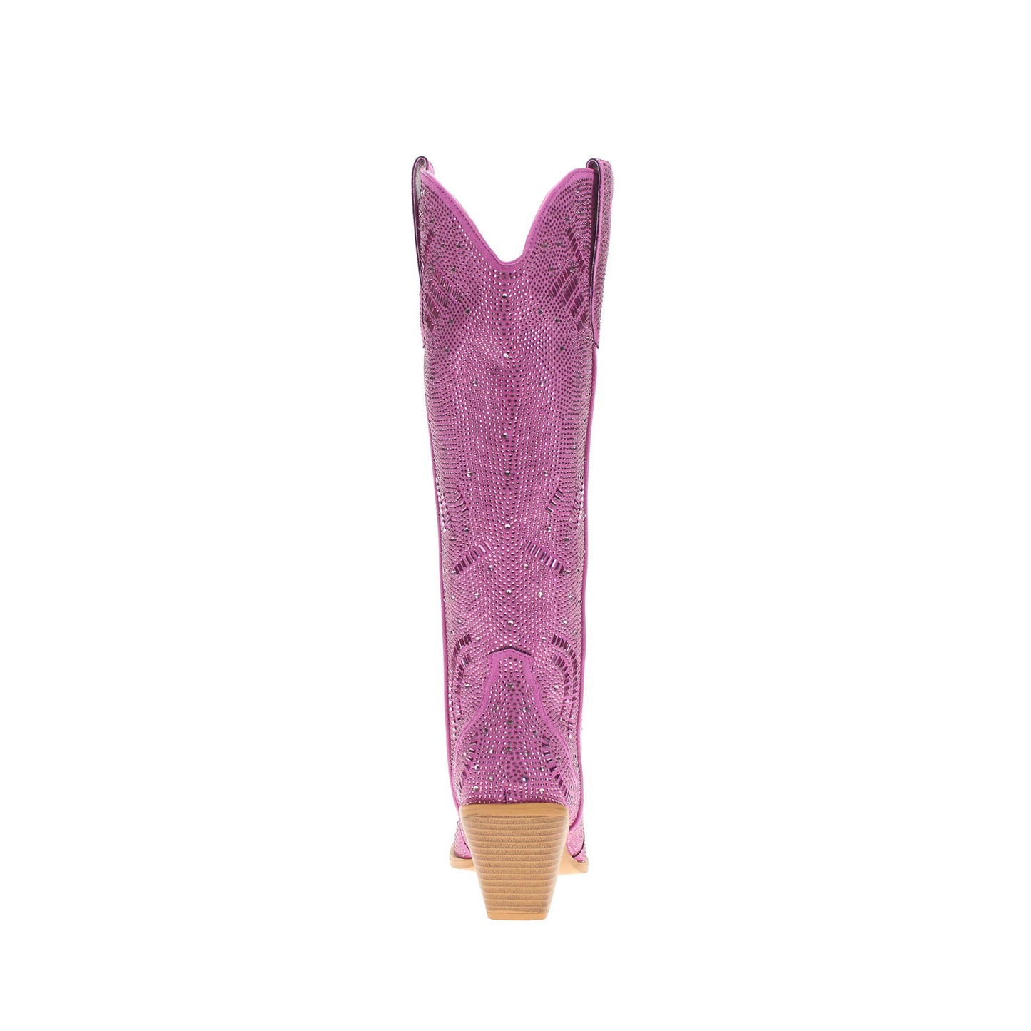 Purple Faux Suede Pointed-Toe Full Crystals Wide Calf Knee High Cowgirl Boots