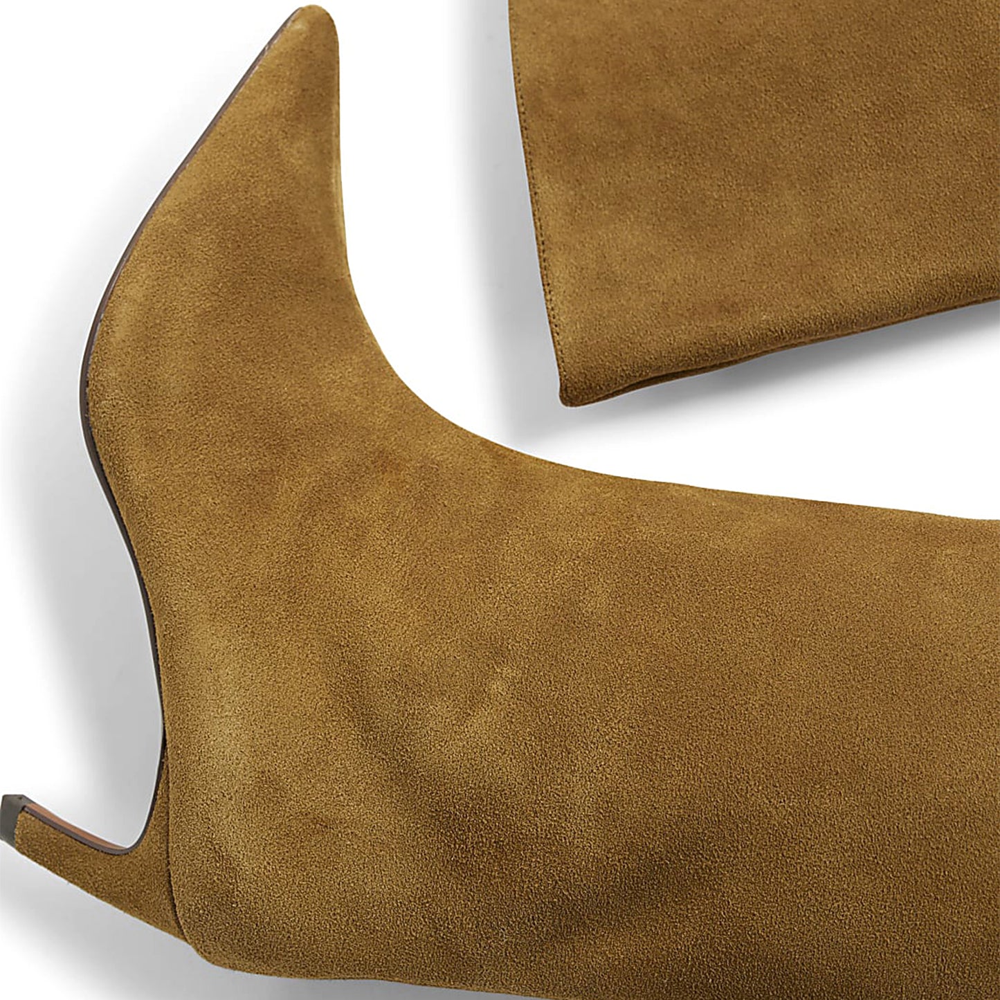 Brown Faux Suede Pointed-Toe Sleek Wide Calf Knee High Stiletto Boots