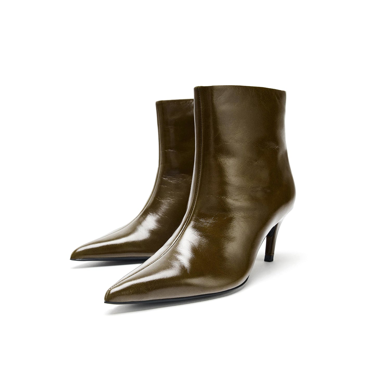 Green Pointed-Toe Simple Ankle Stiletto Boots