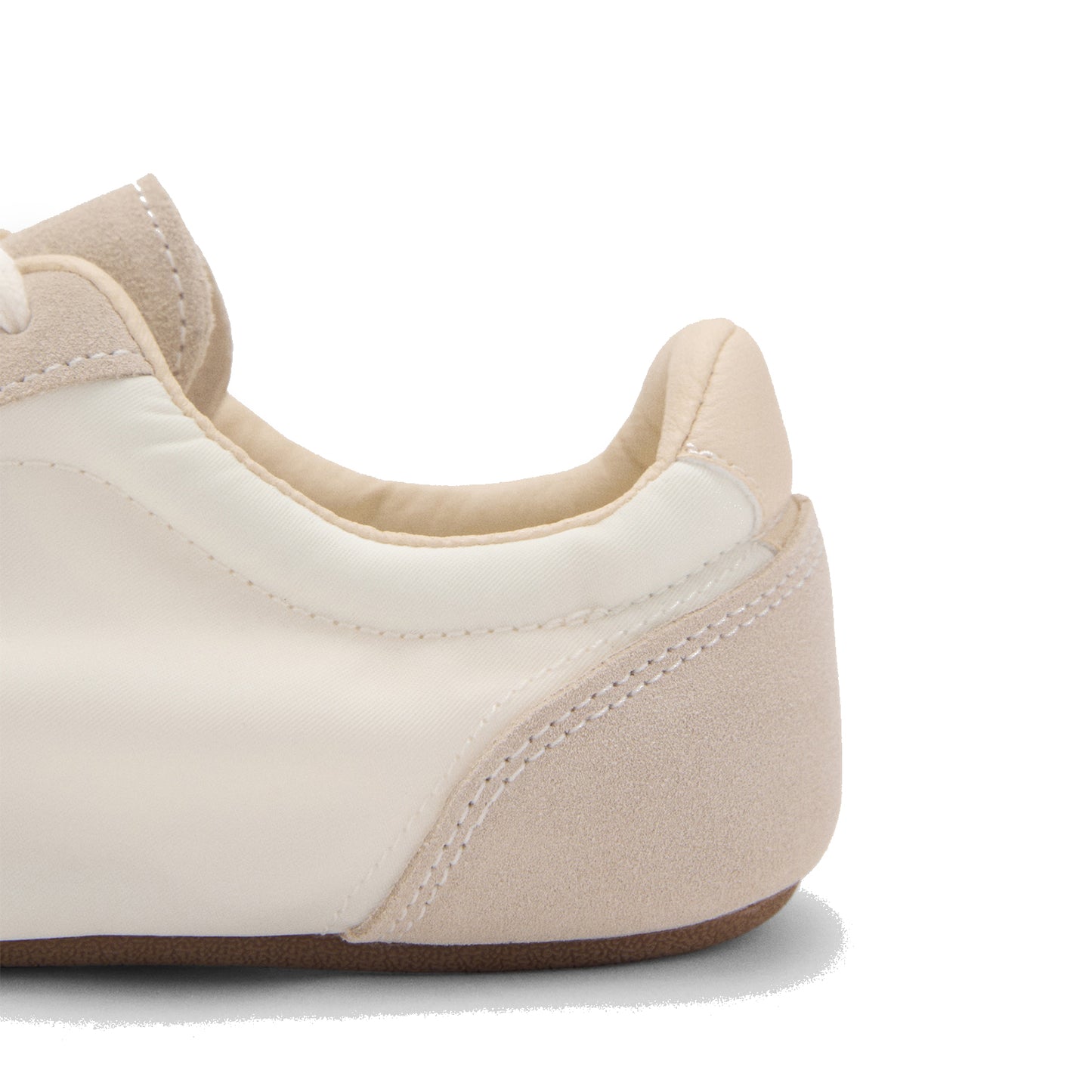 White Faux Suede And Mesh Round-Toe Lace-Up Sneakers Flats