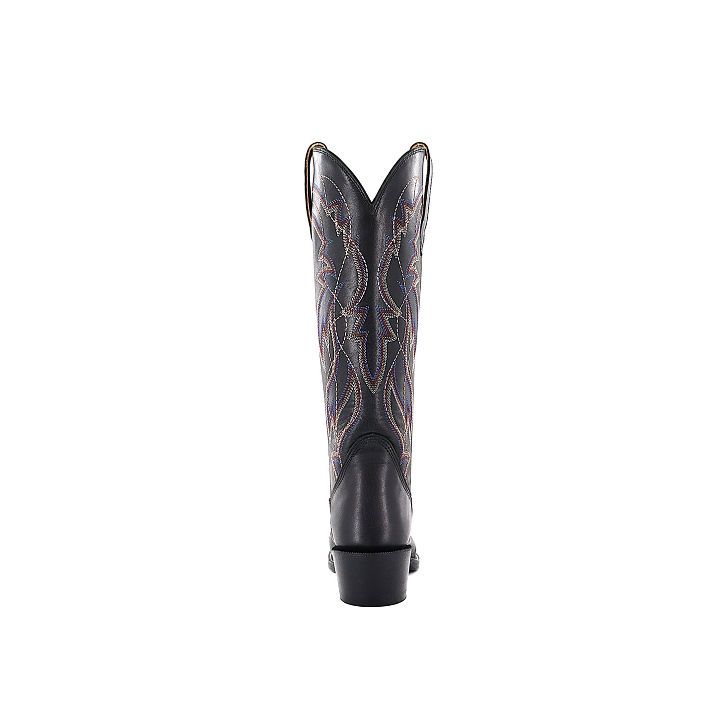 Black Round-Toe Embroidery Wide Calf Knee High Tall Cowgirl Boots