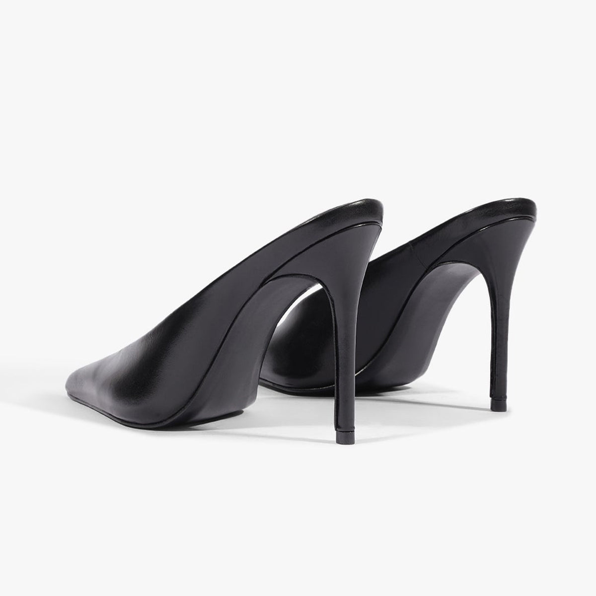 Black Pointed-Toe Slip-On Backless Chic Pumps High Heels