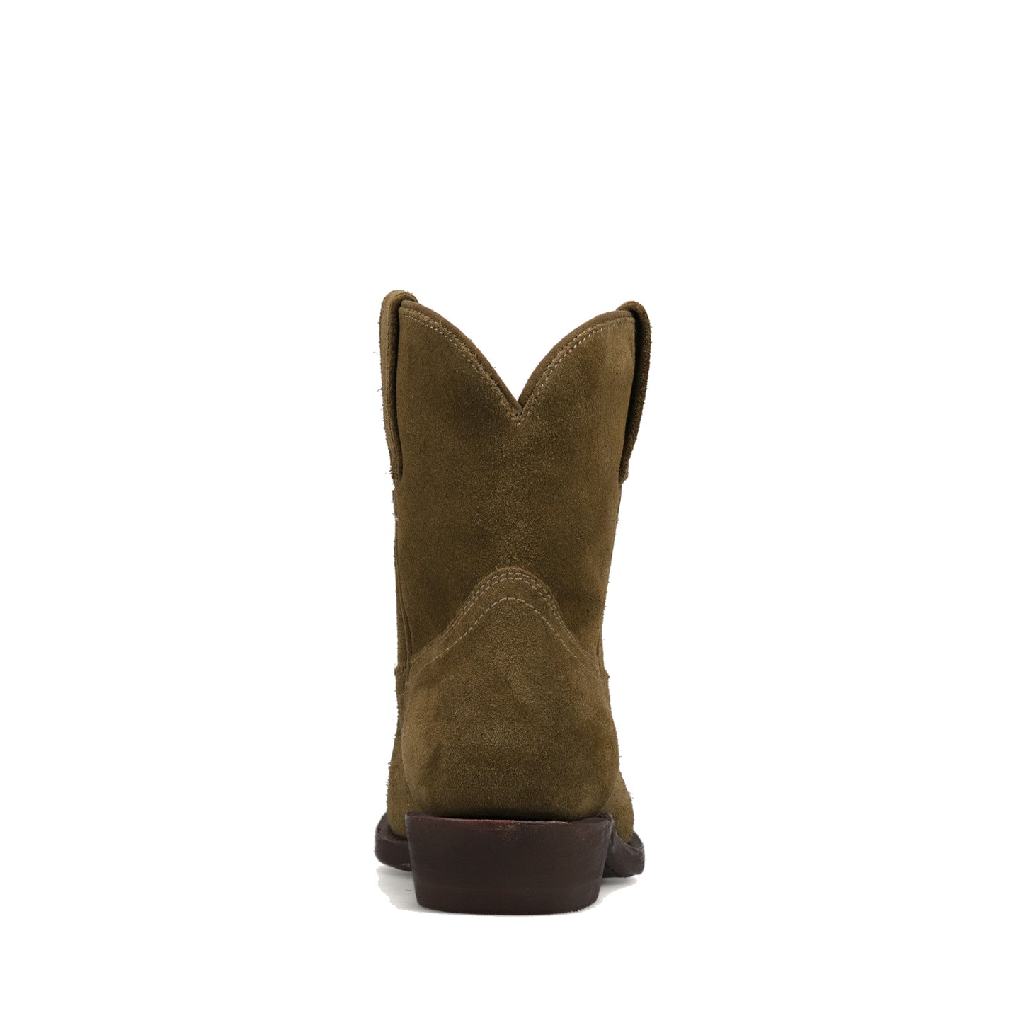 Moss Green Faux Suede Round-Toe Simple Slip-On Ankle Cowgirl Boots
