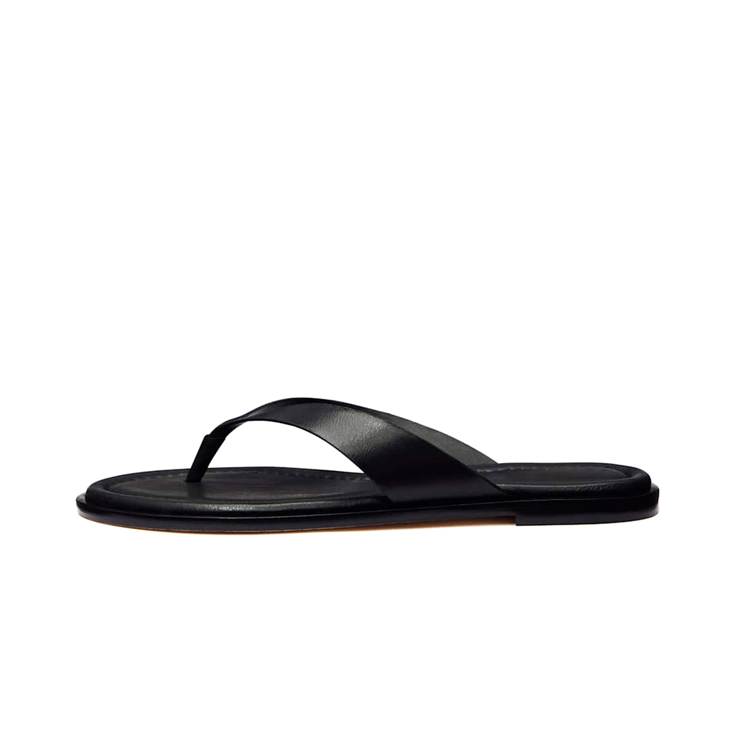 Black Round-Toe Flip-Flop Slip-On Sandals Flats