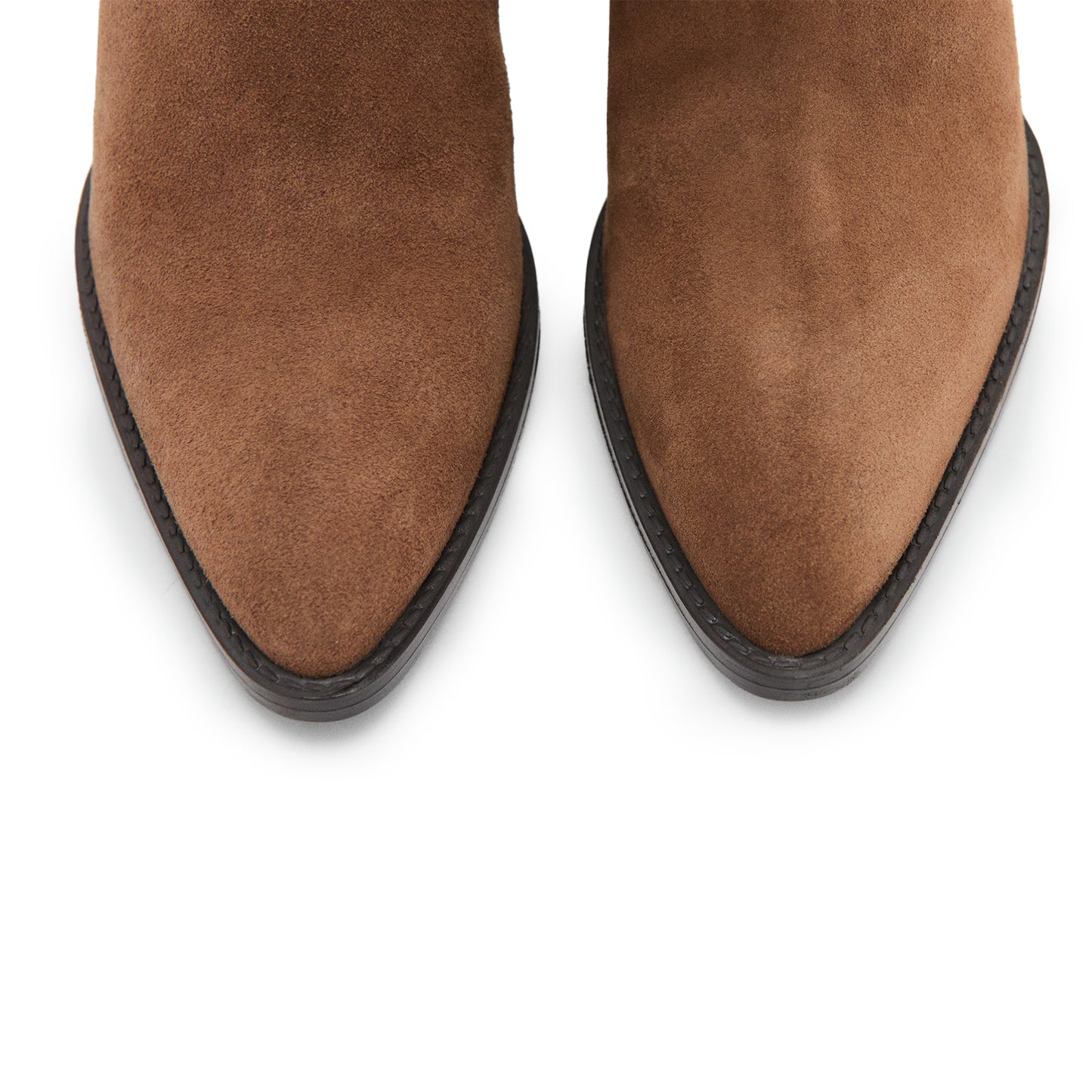 Brown Faux Suede Almond-Toe Simple Wide Calf Knee High Cowgirl Boots