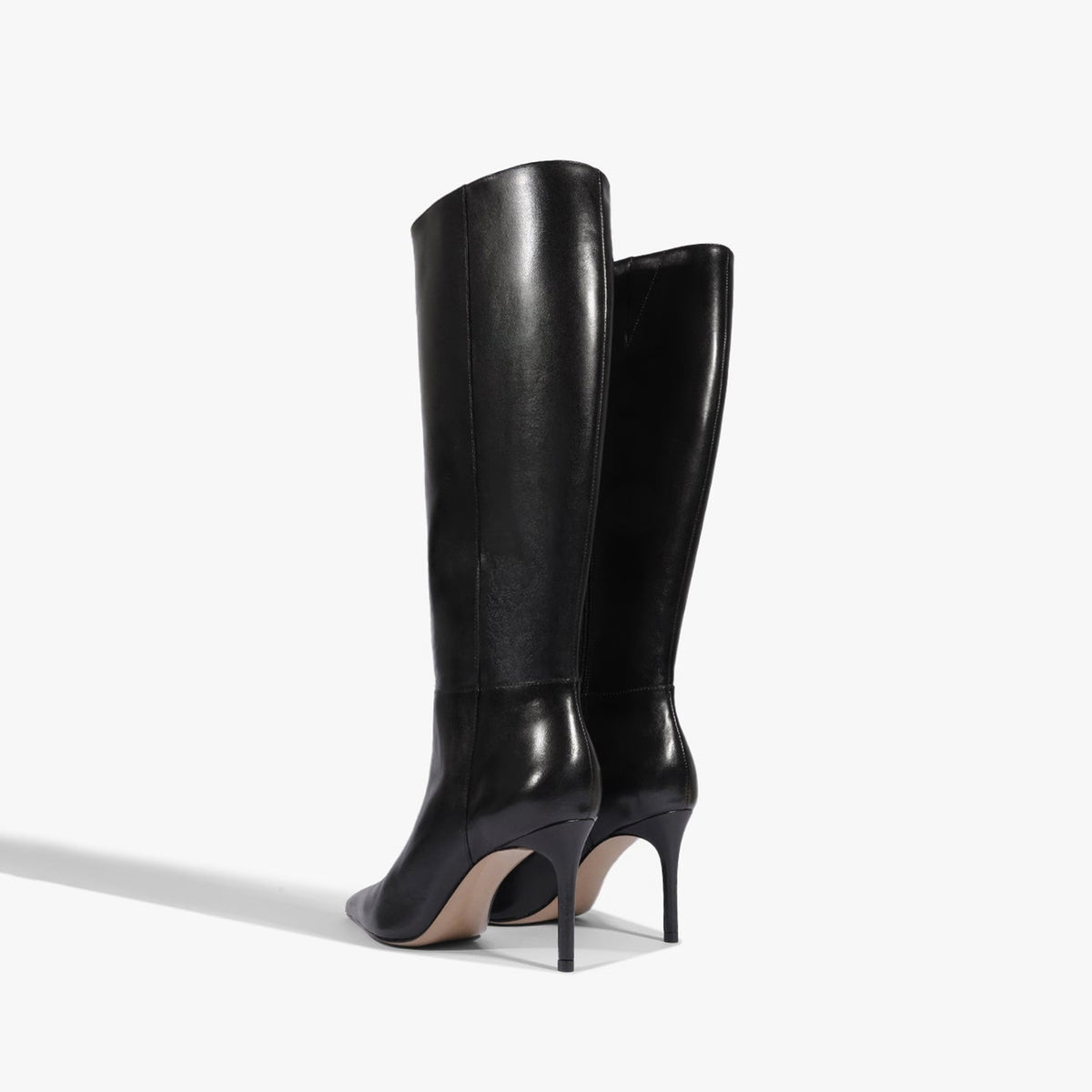 Chic Pointed-Toe Simple Full-Zip Sleek Knee High Stiletto Boots - Black