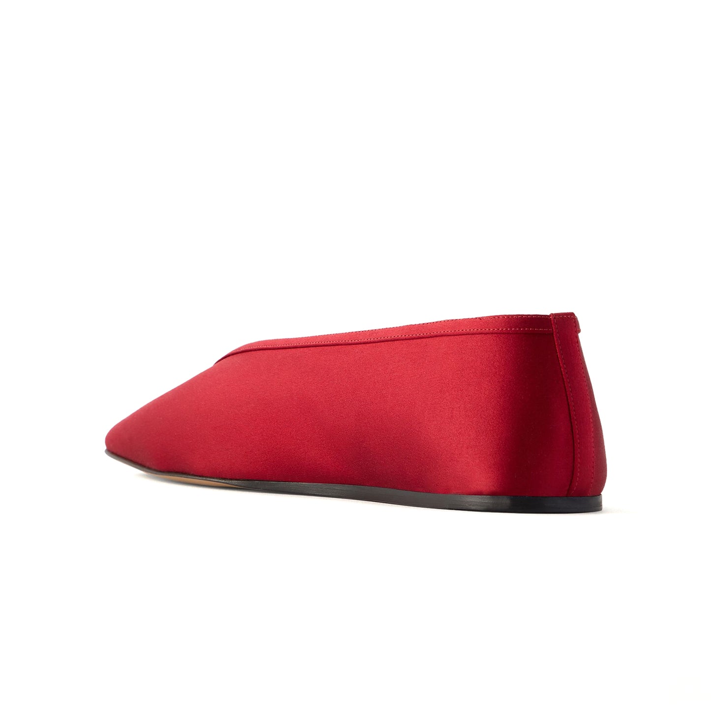 Red Satin Square-Toe Slip-On Chic Ballet Flats