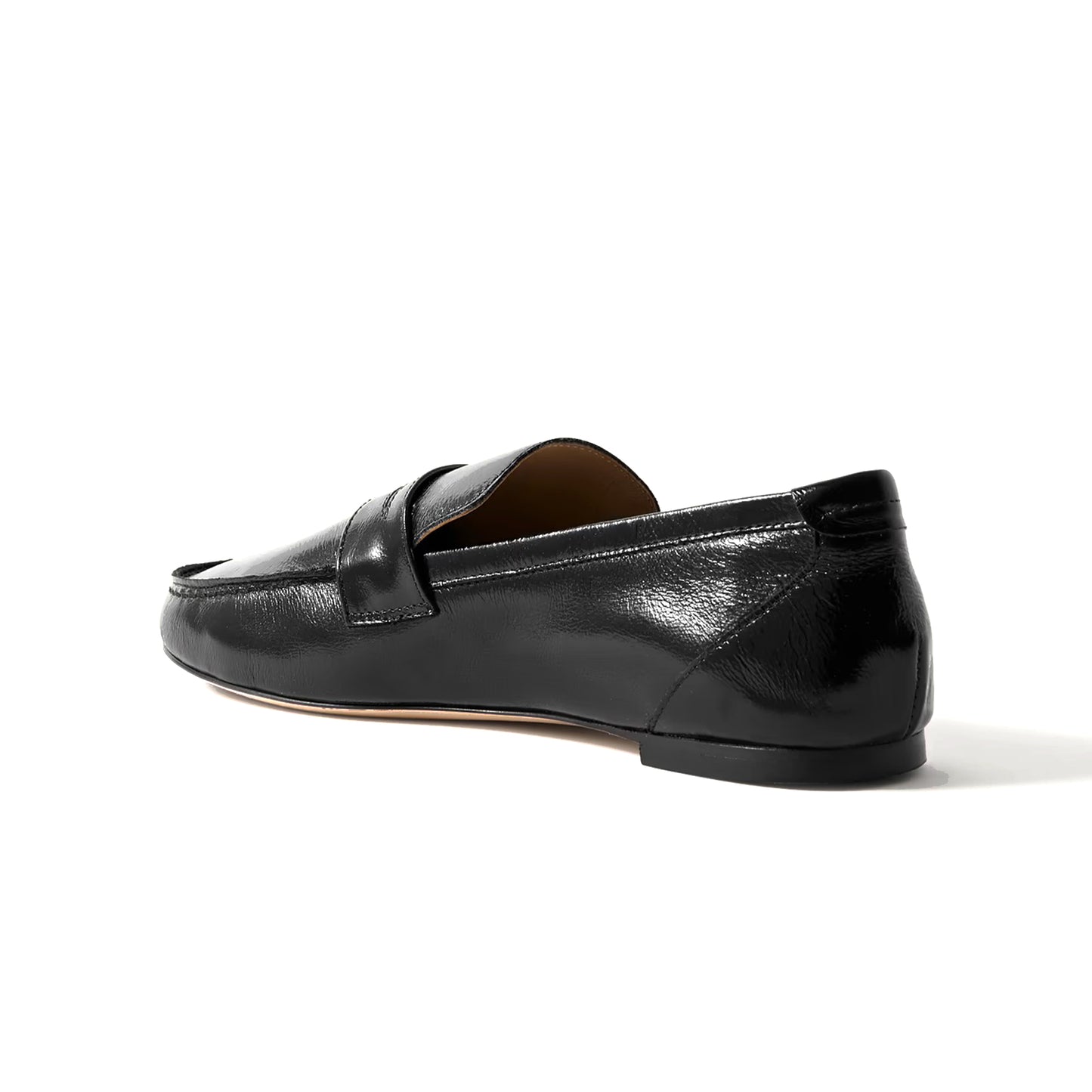 Black Vegan Leather Round-Toe Slip-On Chic Loafers Flats