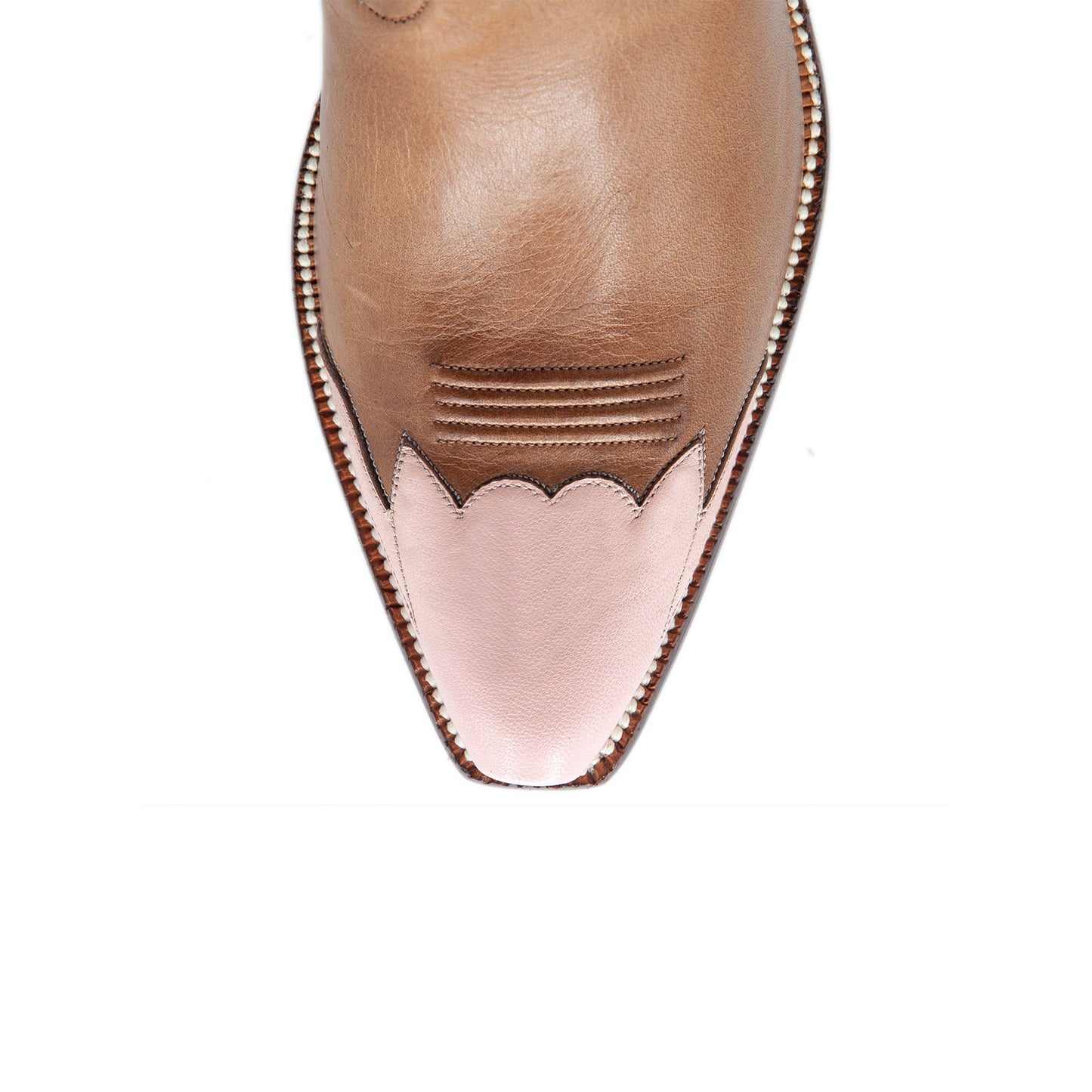 Cognac Snip-Toe Bone Pony Inlay Classic Ankle Cowgirl Boots