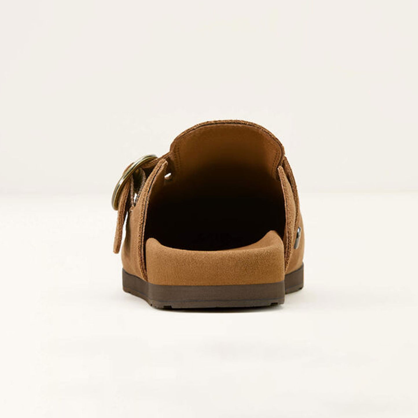 Caramel Cow Suede Square-Toe Backless Chic Mules Flats