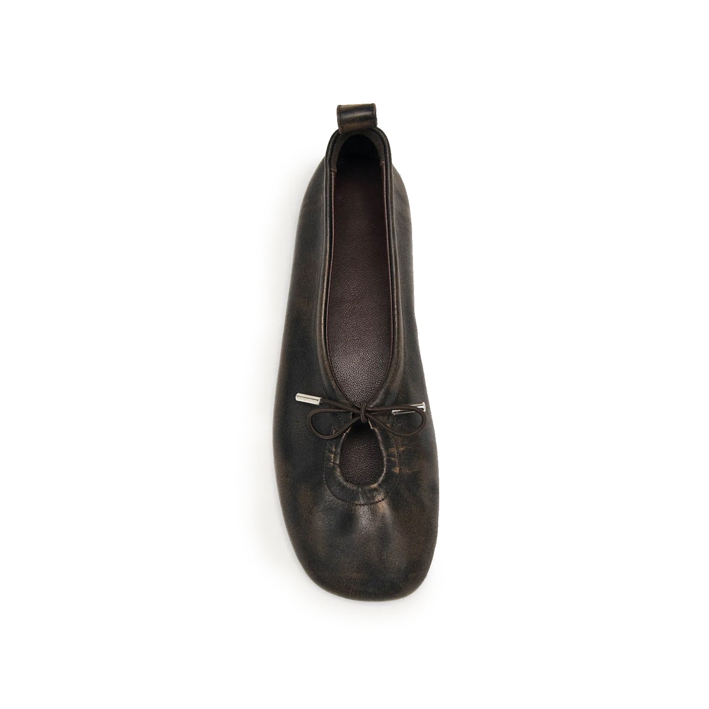 Brushed Brown Square-Toe Stretchy Ballet Flats