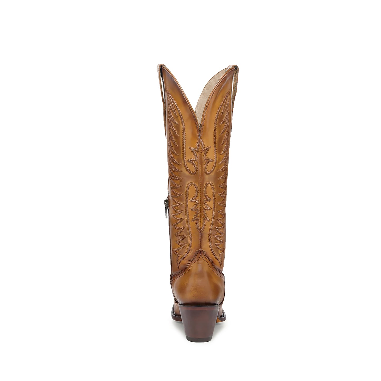 Tan Almond-Toe Embroidery Wide Calf Knee High Cowgirl Boots