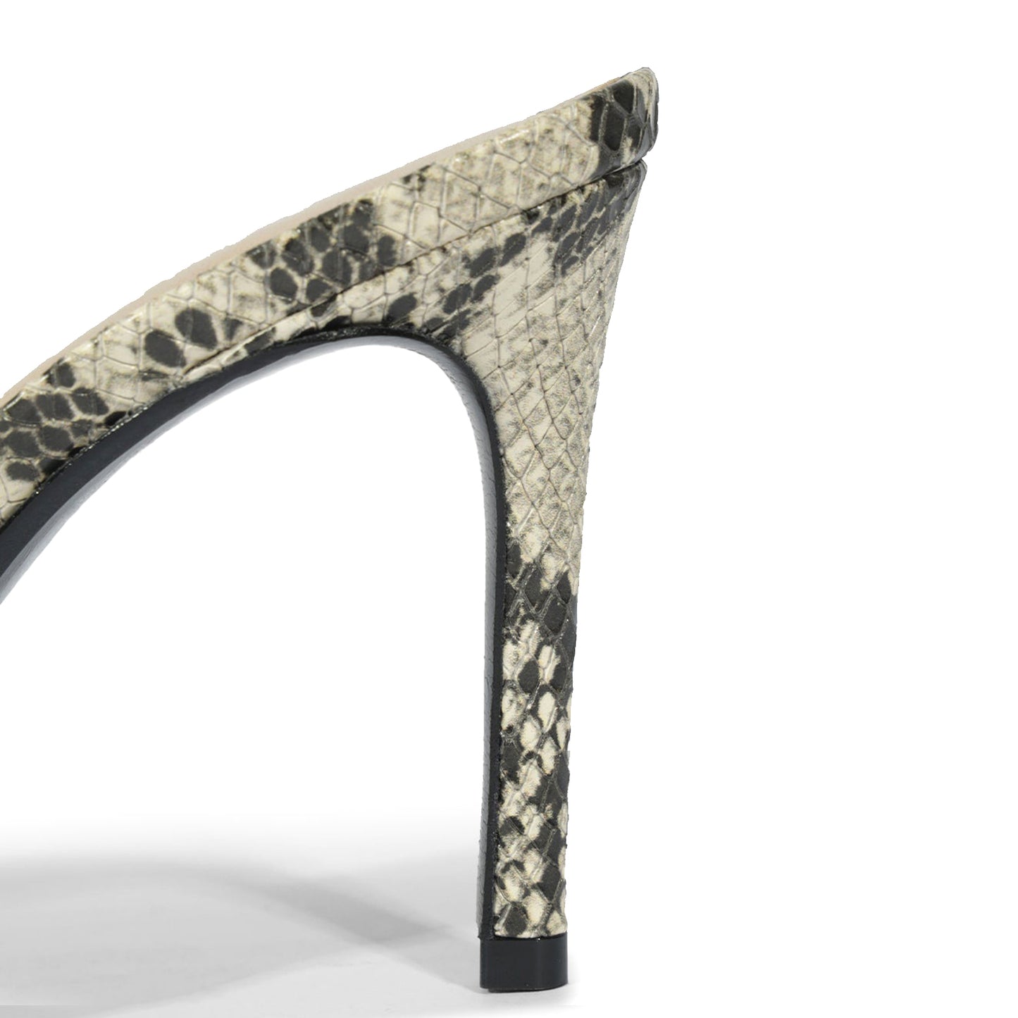Snakeskin Print Vegan Leather Round-Toe Slip-On Sandal High Heels