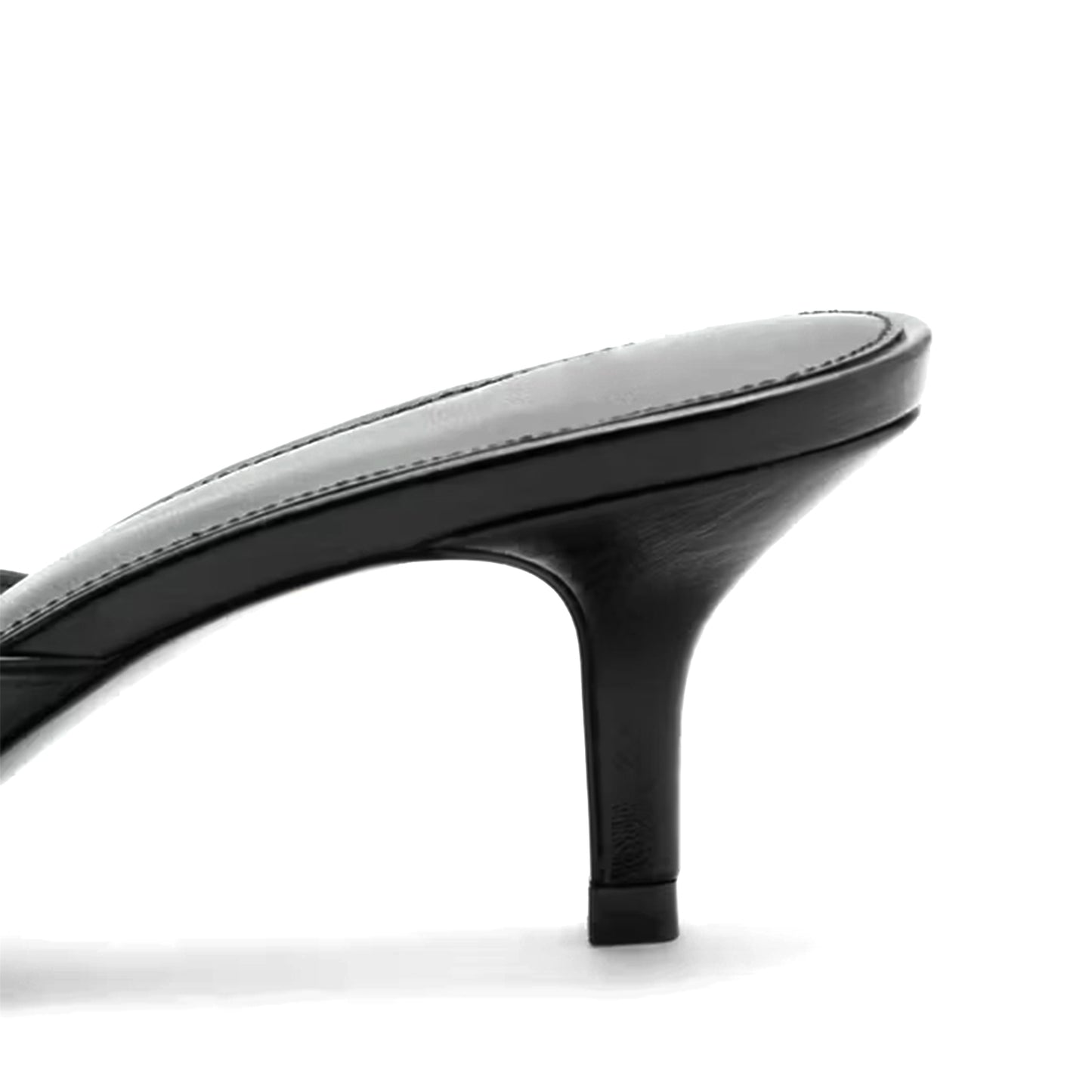 Black Vegan Leather Pointed-Toe Chic Backless Kitten Heels